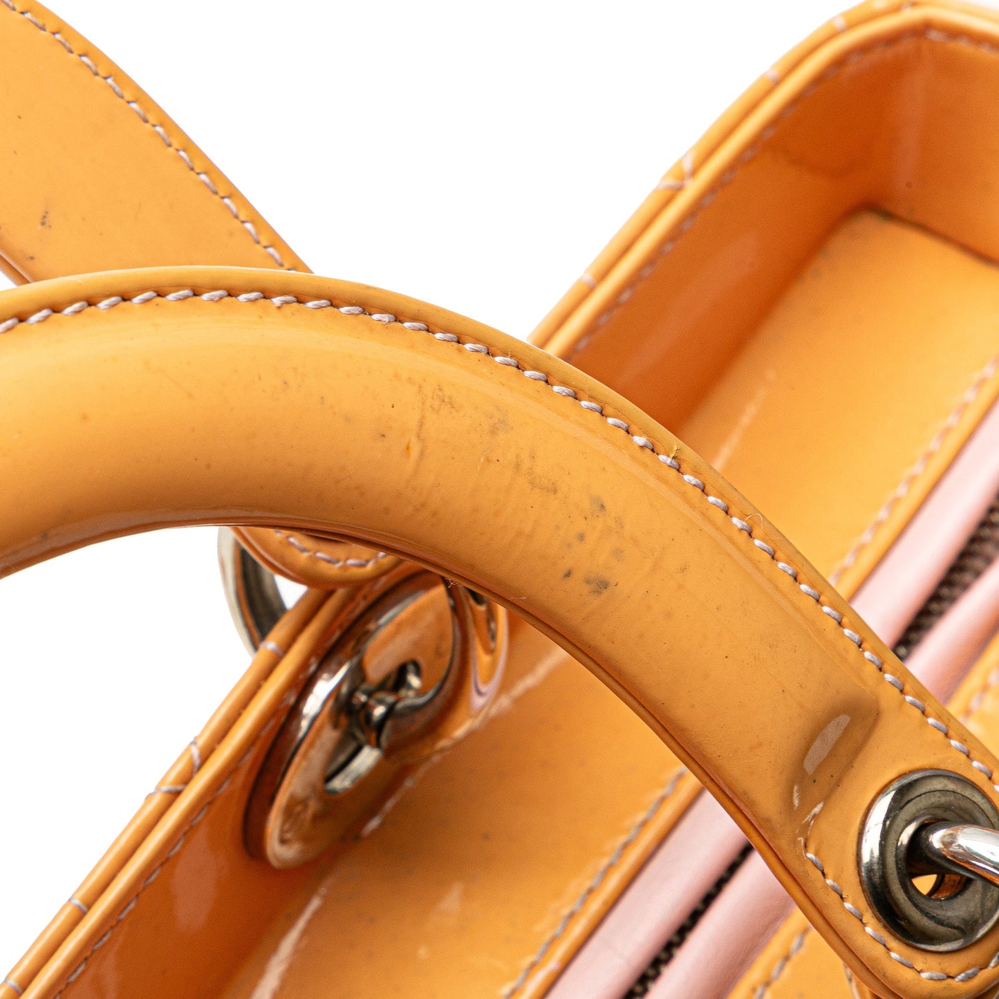 Brown Dior Large Patent Cannage Lady Dior Satchel