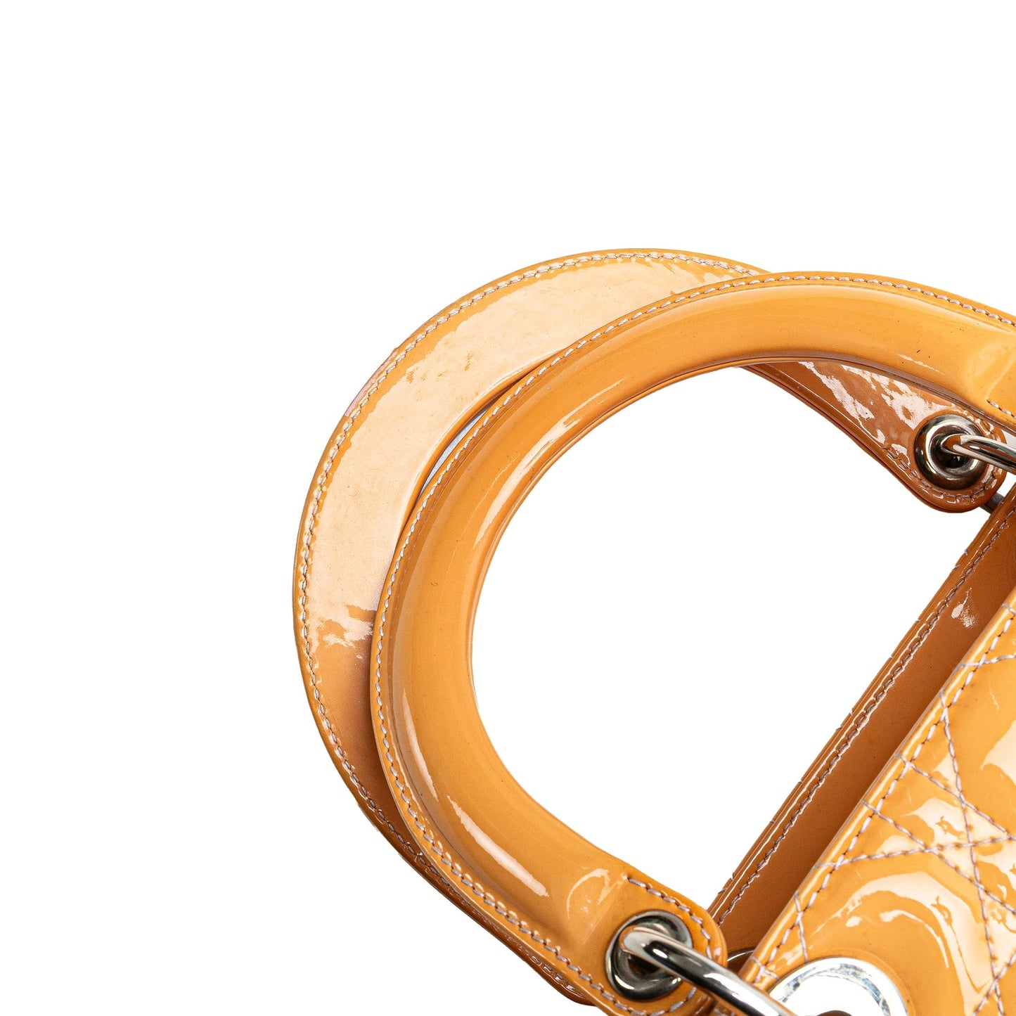 Brown Dior Large Patent Cannage Lady Dior Satchel