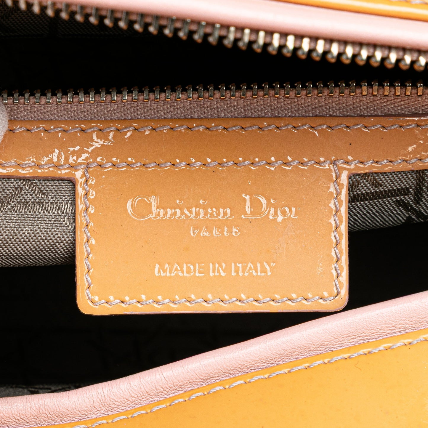 Brown Dior Large Patent Cannage Lady Dior Satchel