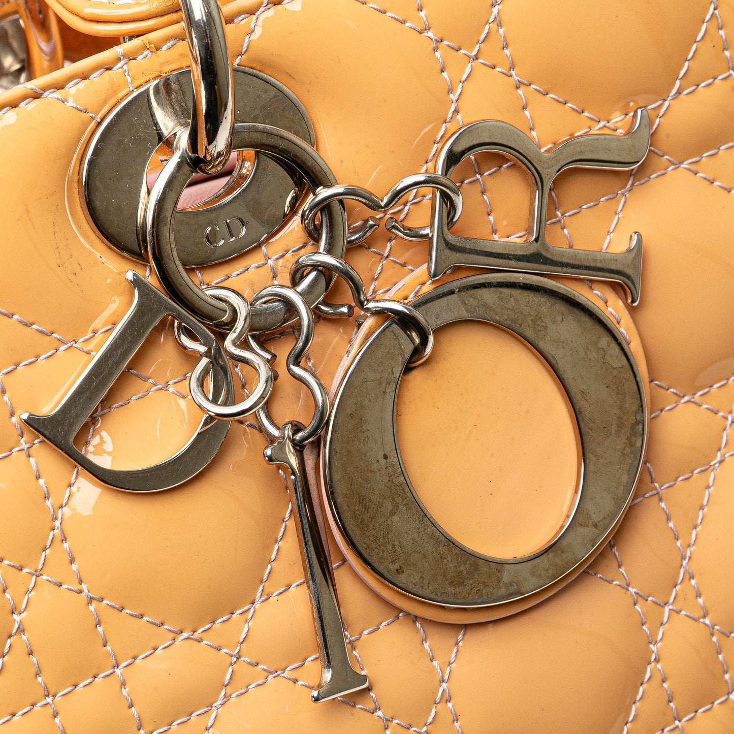 Brown Dior Large Patent Cannage Lady Dior Satchel