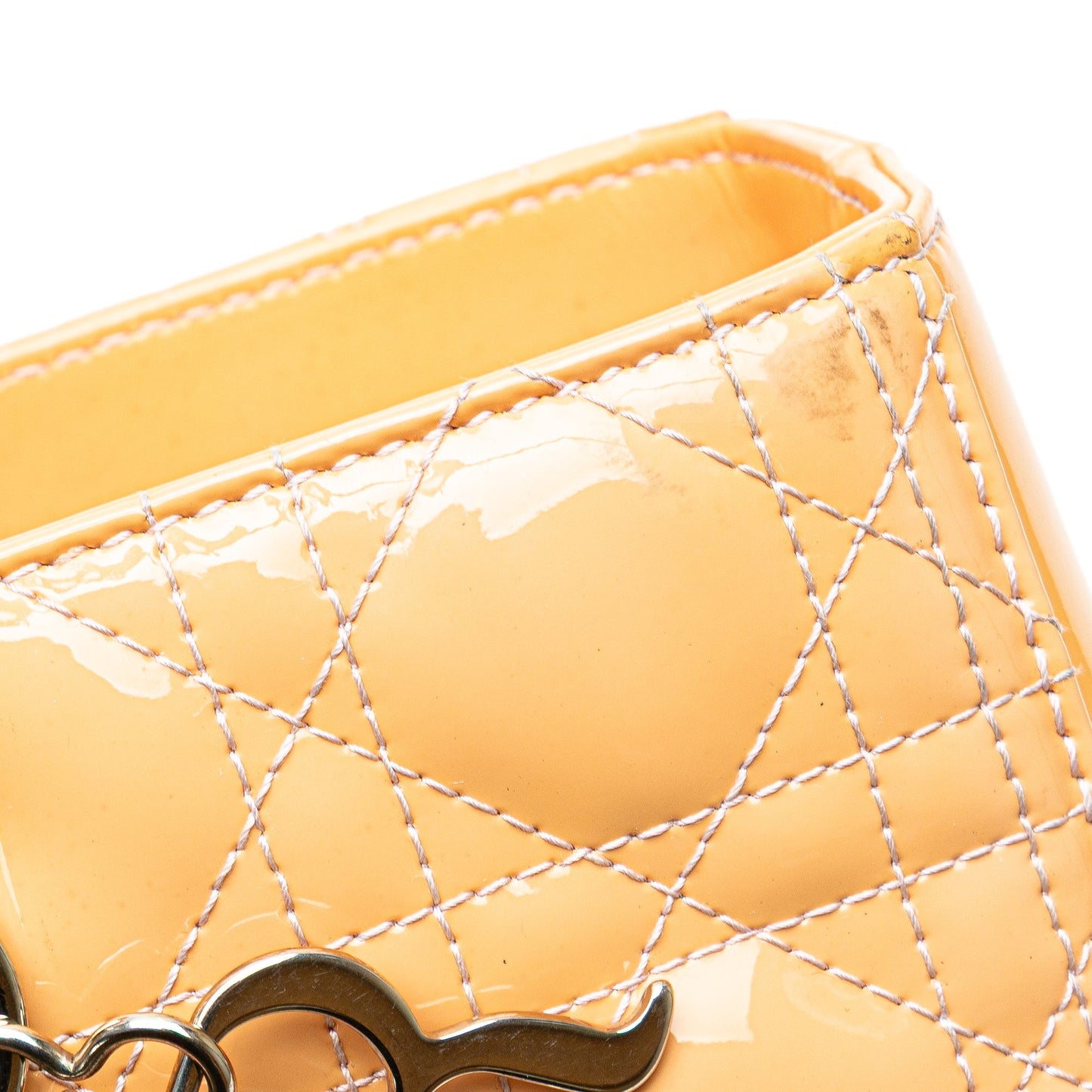 Brown Dior Large Patent Cannage Lady Dior Satchel