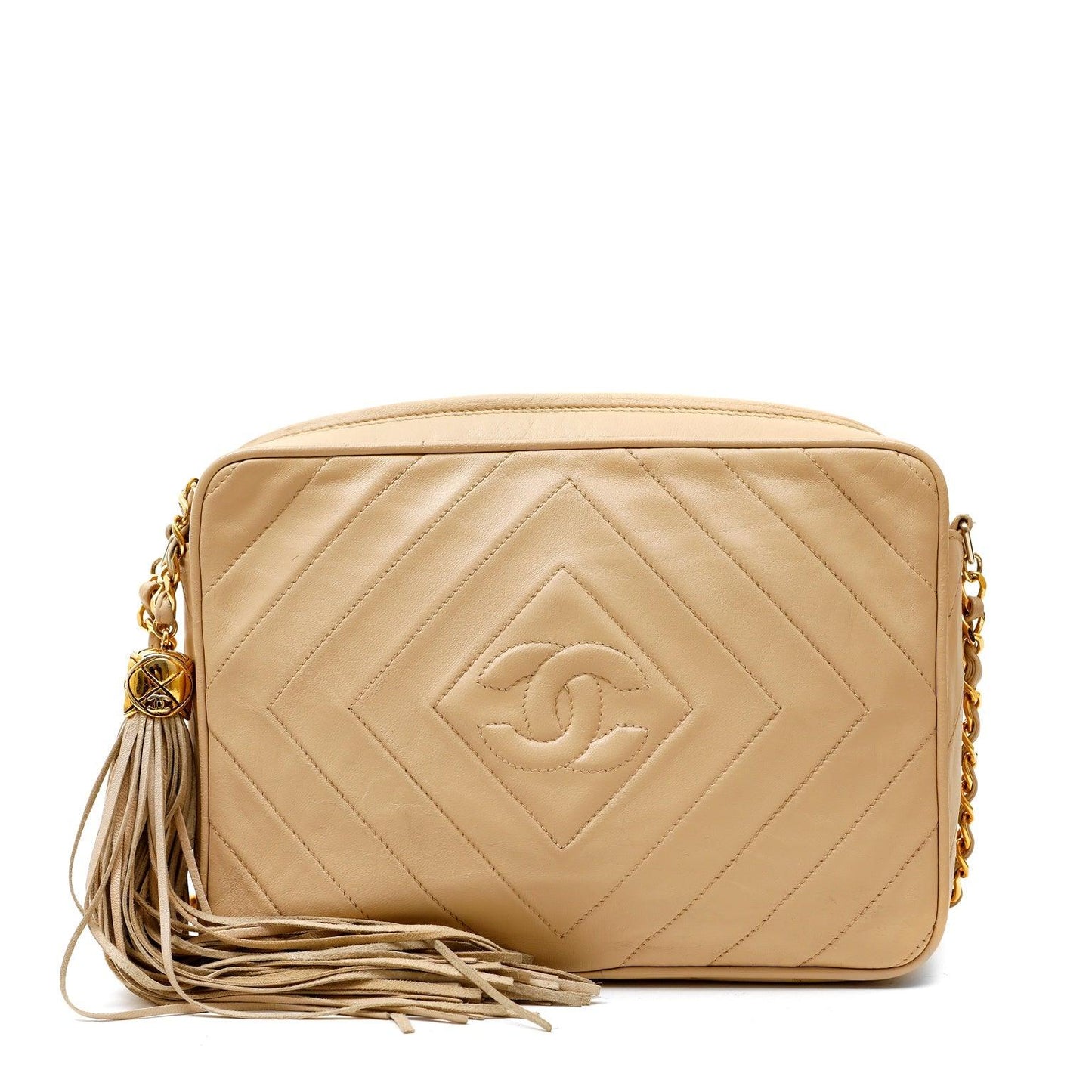 Chanel Beige Quilted Leather   Camera Bag