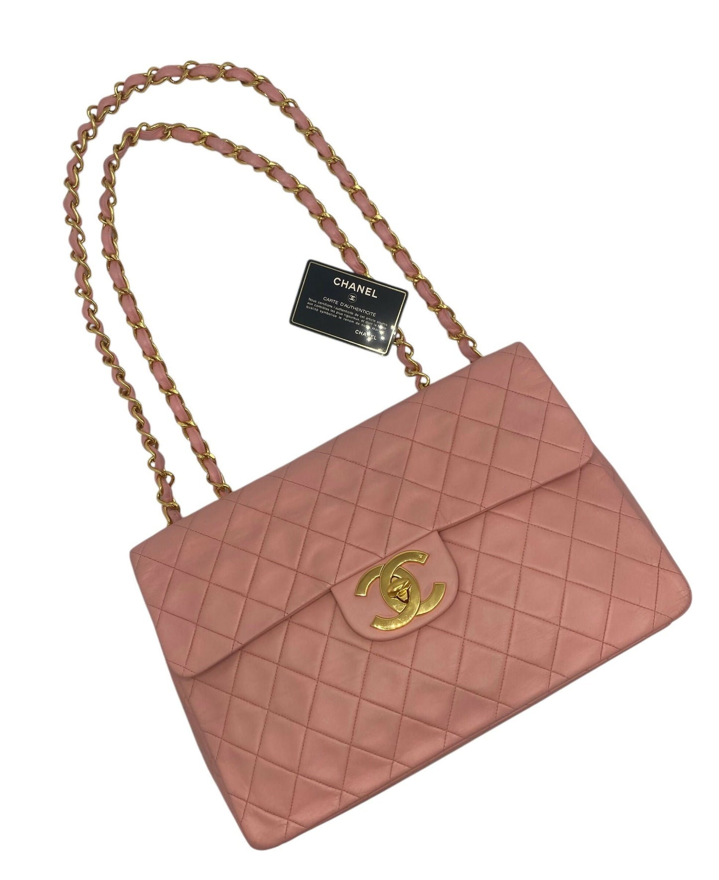 Chanel  90s Barbie Pink Lambskin Maxi 24K Gold Hardware