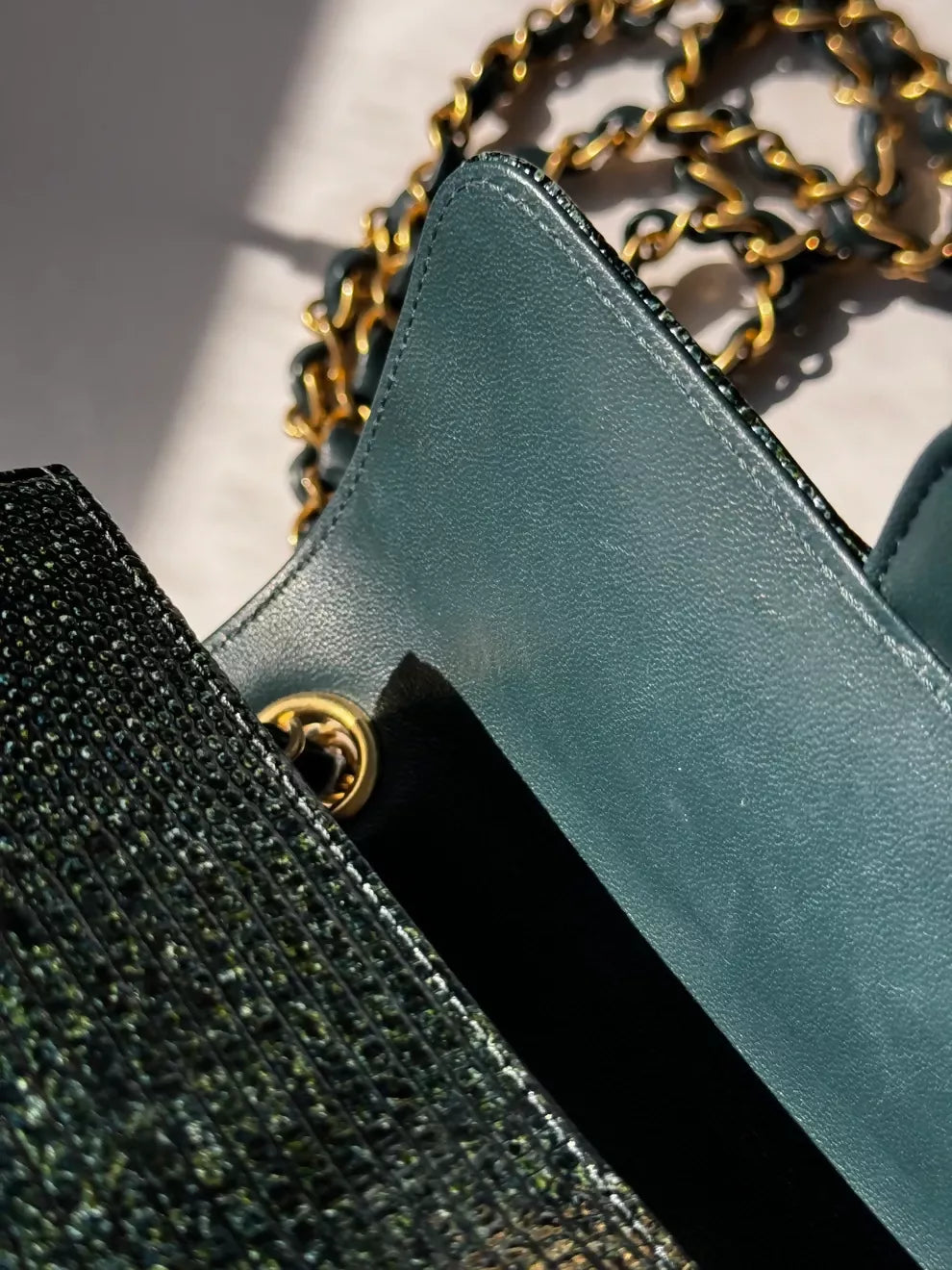 Chanel Mini Green Lizard Flap Bag