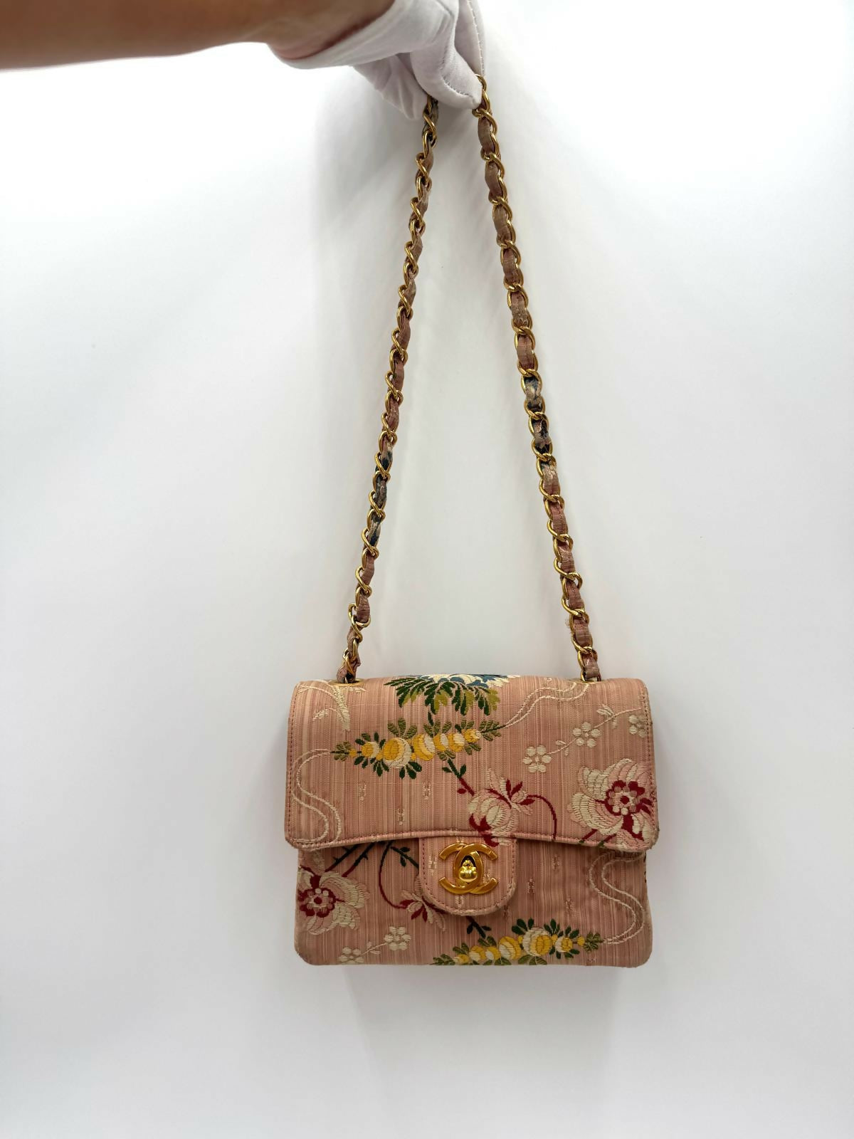 Chanel  Pink Brocade Mini Square
