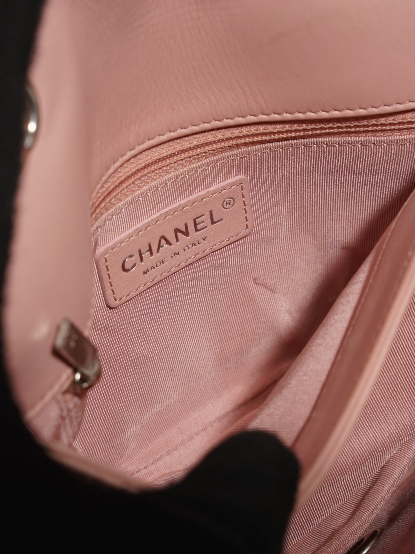 Chanel Studded Chevron Quilted Flap Pink Calfskin Leather