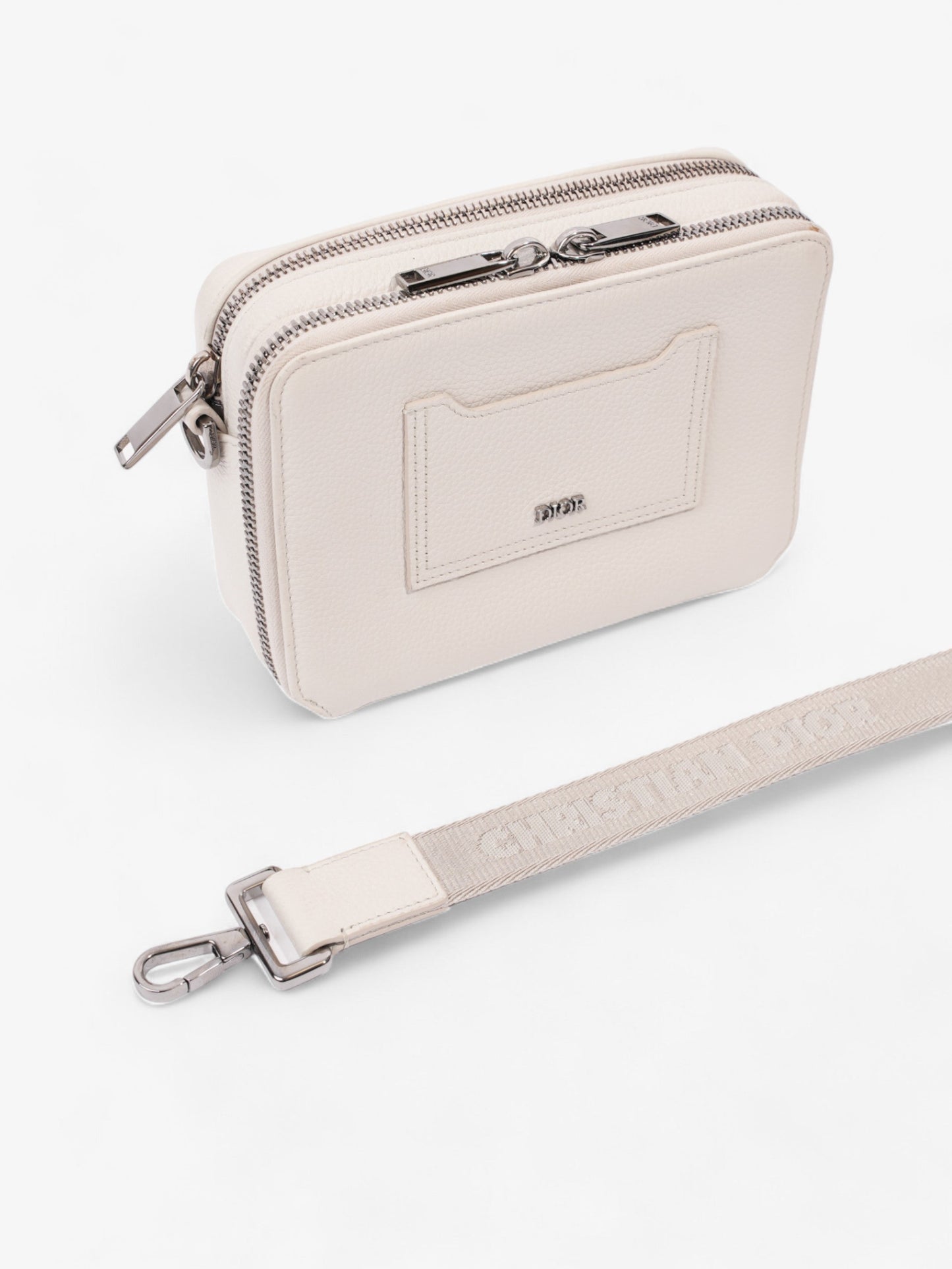 Christian Dior Double Zipped Messenger  Cream Leather
