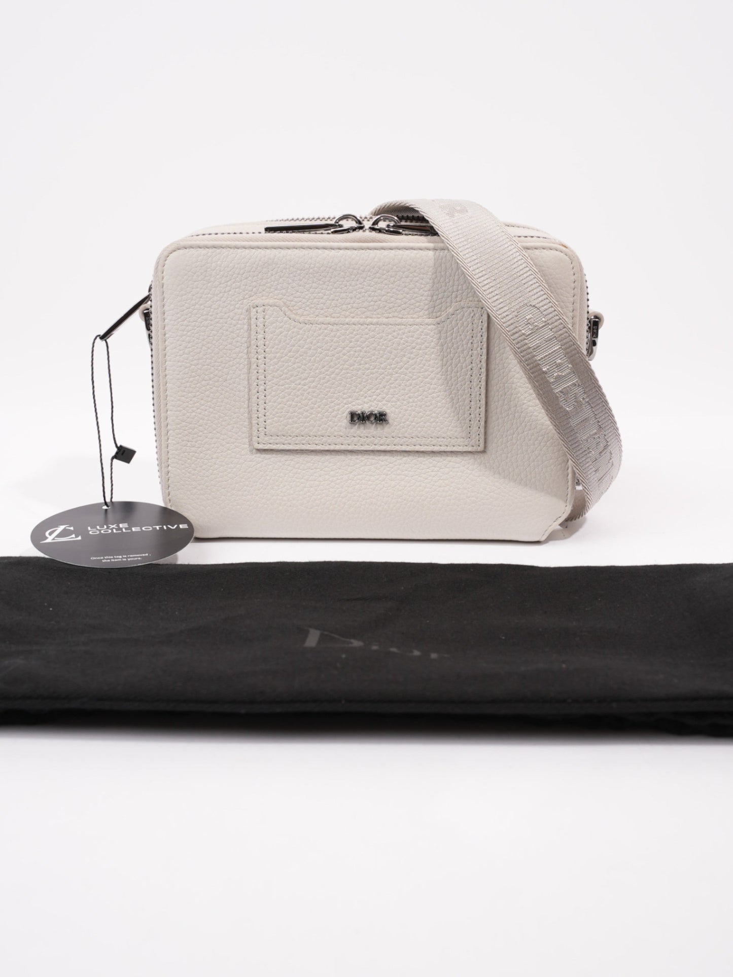 Christian Dior Double Zipped Messenger  Cream Leather