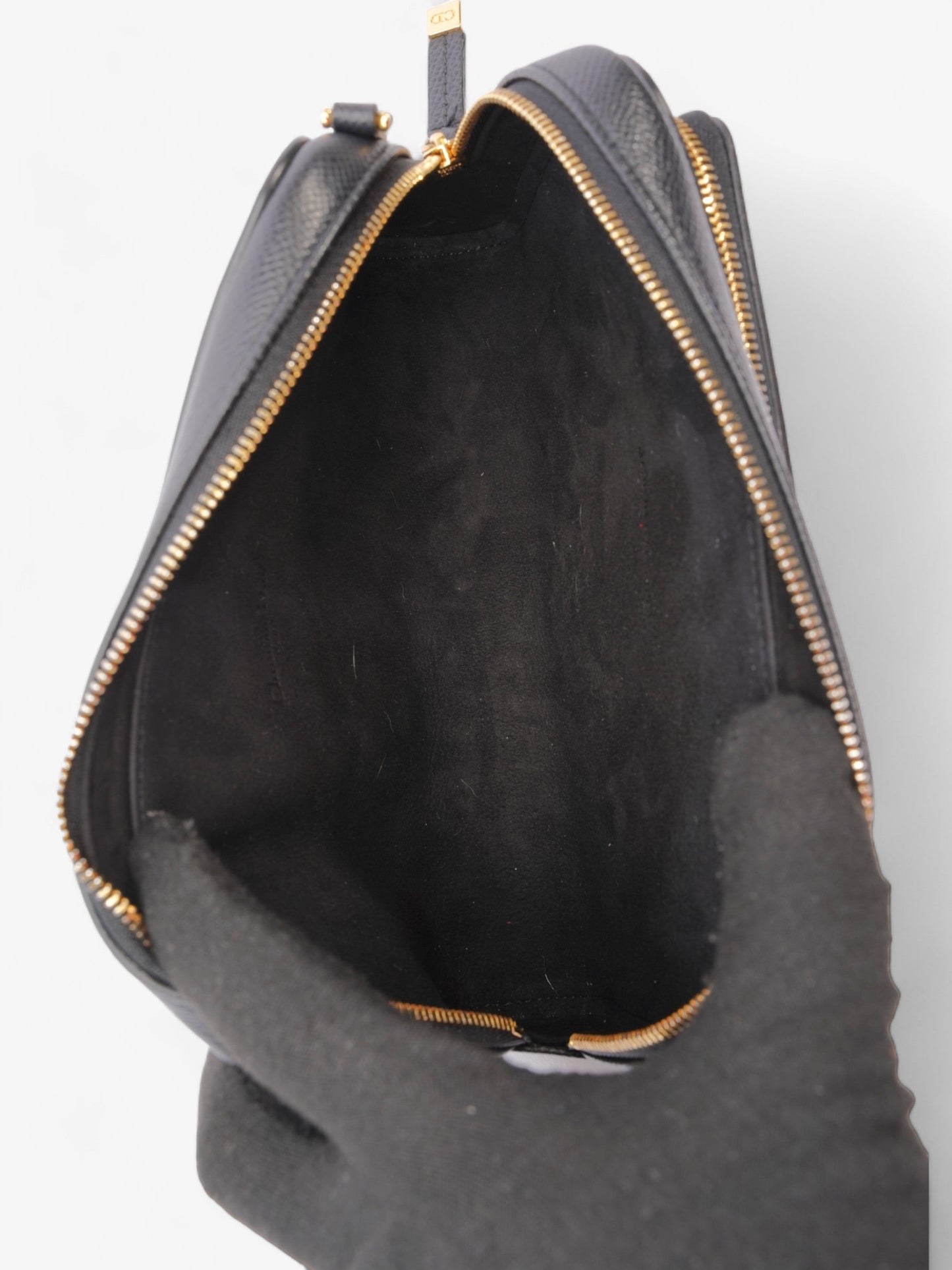 Christian Dior Caro Double Pouch Bag Black Leather