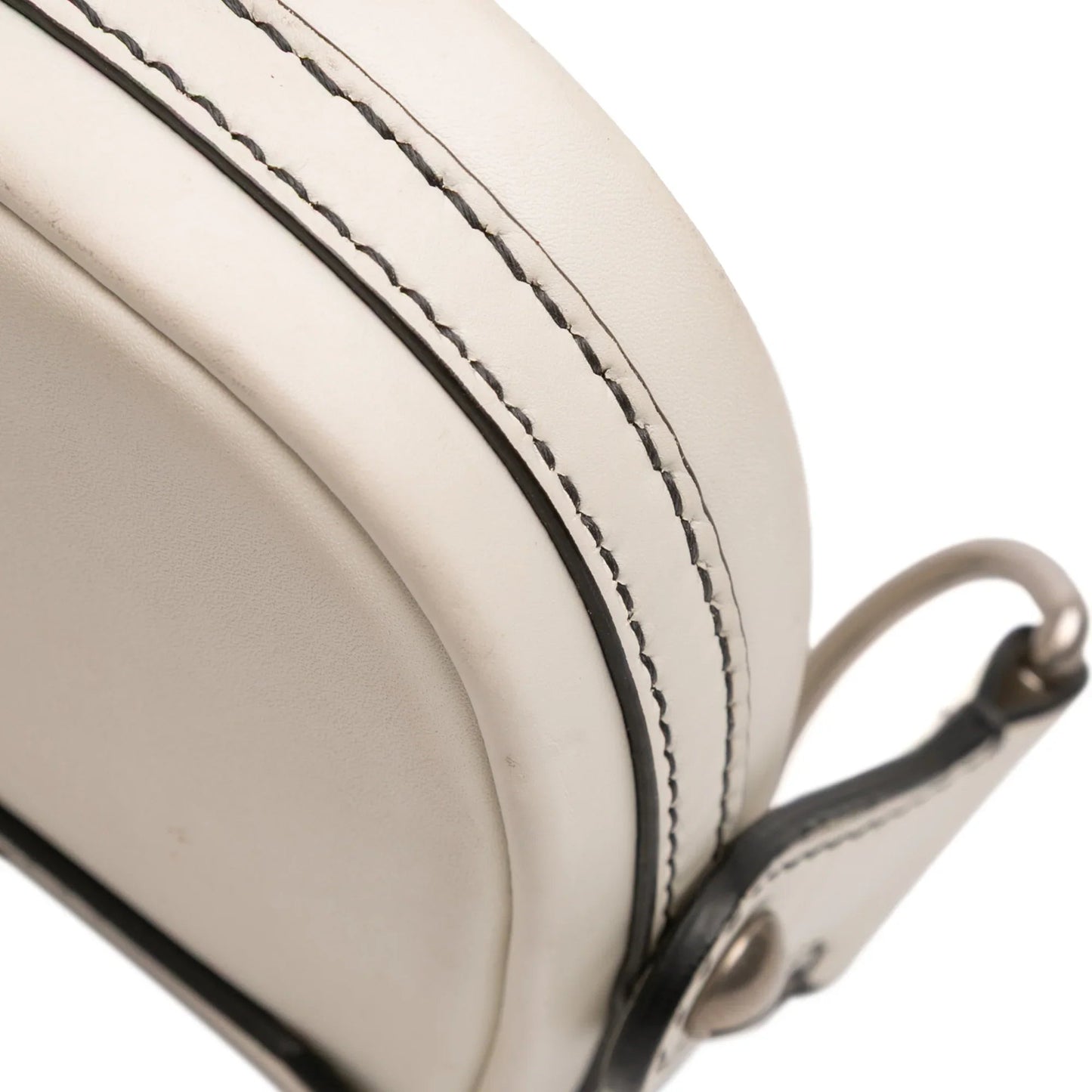 White Dior Mini Leather D Fence Saddle Bag
