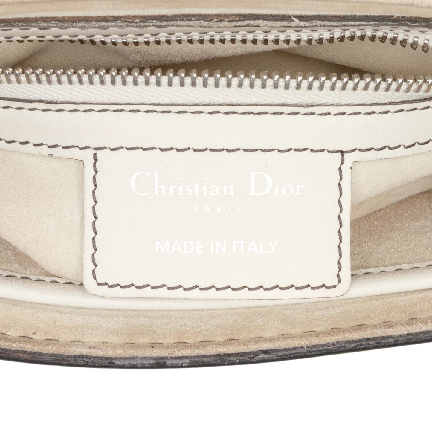 White Dior Mini Leather D Fence Saddle Bag