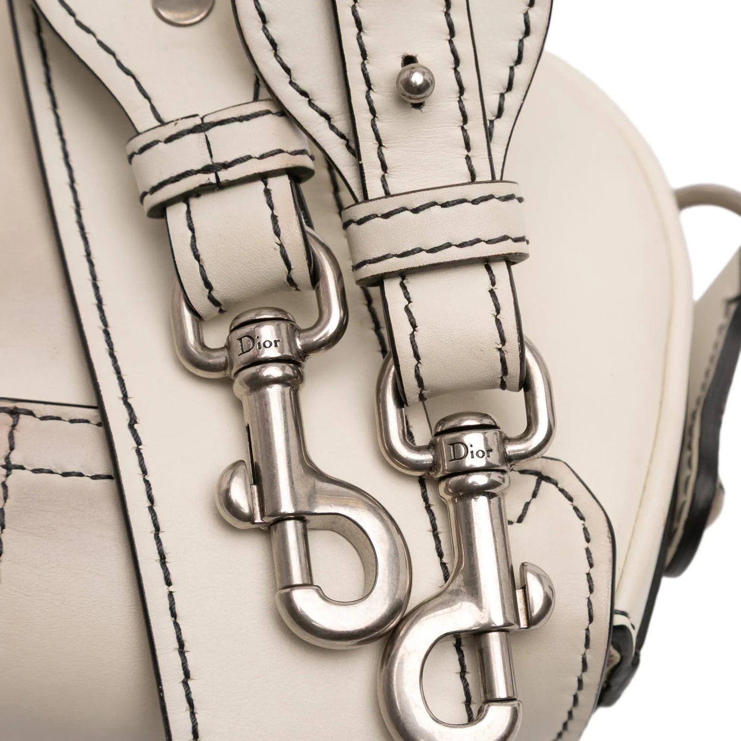 White Dior Mini Leather D Fence Saddle Bag