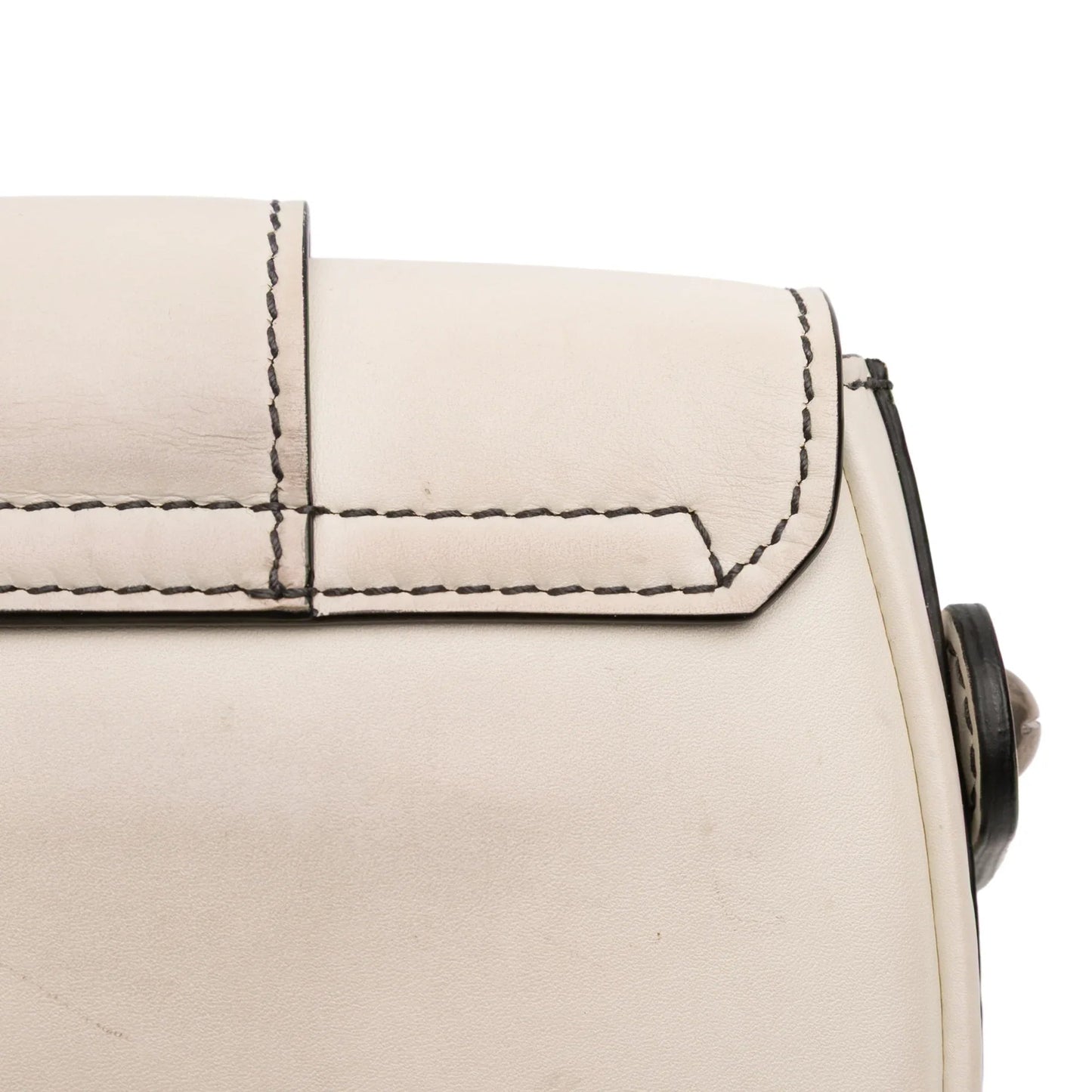 White Dior Mini Leather D Fence Saddle Bag