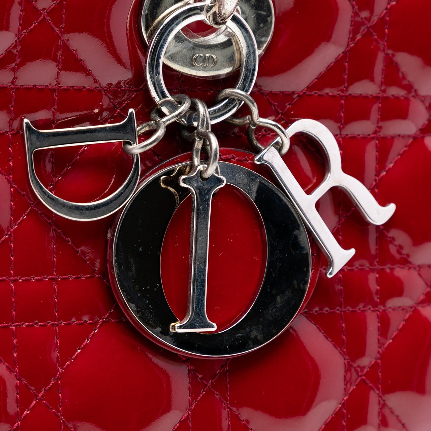 Red Dior Large Patent Cannage Lady Dior Satchel