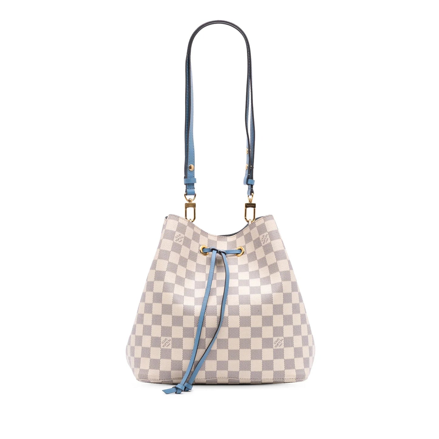 White Louis Vuitton Damier Azur Neonoe MM Bucket Bag