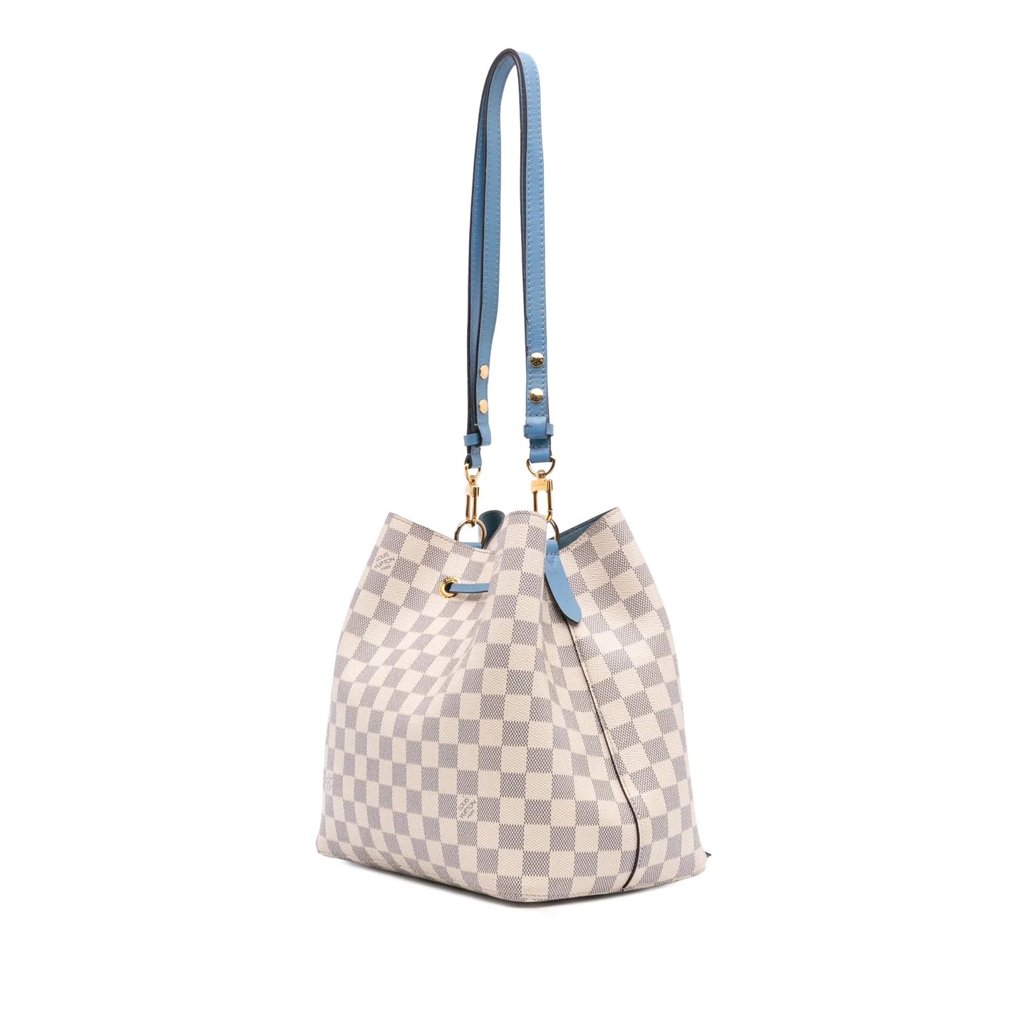 White Louis Vuitton Damier Azur Neonoe MM Bucket Bag