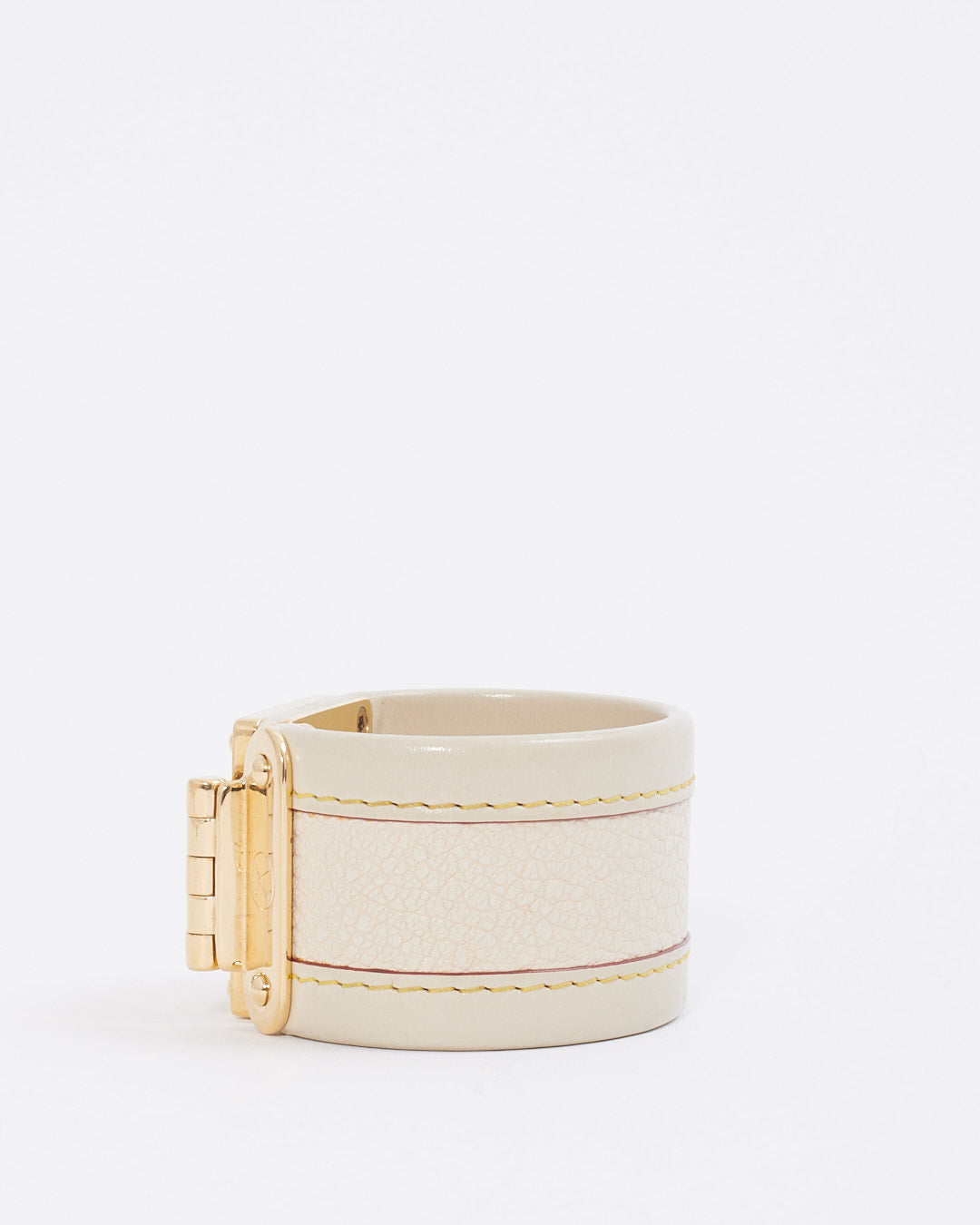 Louis Vuitton Cream Leather Lock It Bracelet