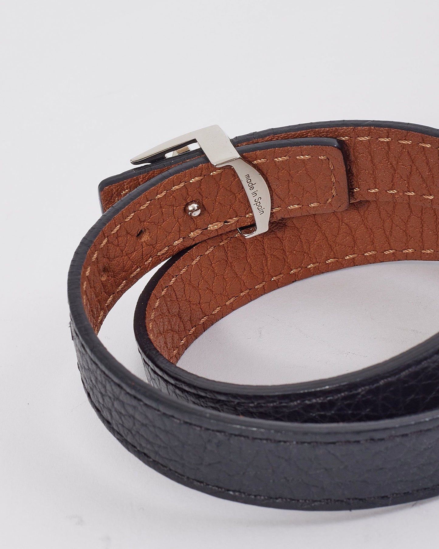 Louis Vuitton Black/Tan Grained Leather Reversible Bracelet