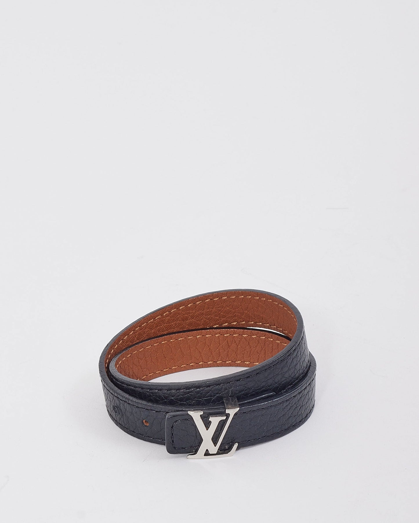Louis Vuitton Black/Tan Grained Leather Reversible Bracelet