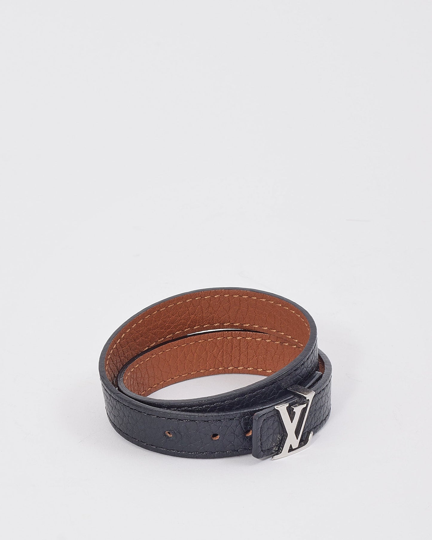 Louis Vuitton Black/Tan Grained Leather Reversible Bracelet