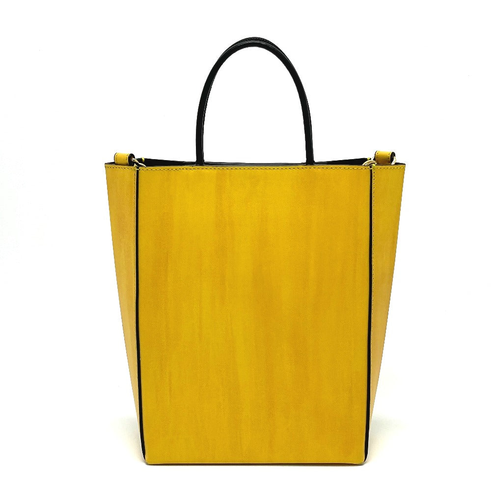 FENDI Shoulder Bag 7VA512 Leather, Calf Leather yellow logo 2WAY small Women
