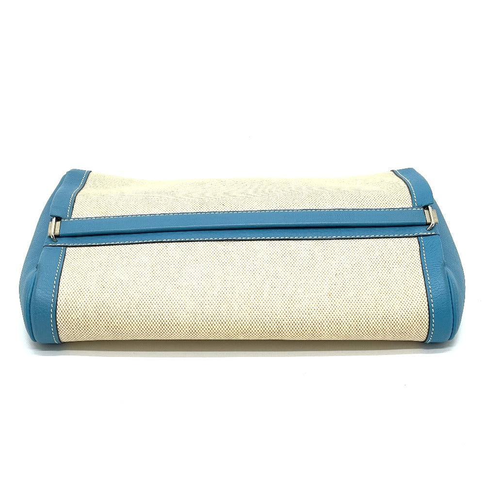 HERMES Clutch bag Toile Ash / Taurillon Clemence blue Equi Pouch Women Used