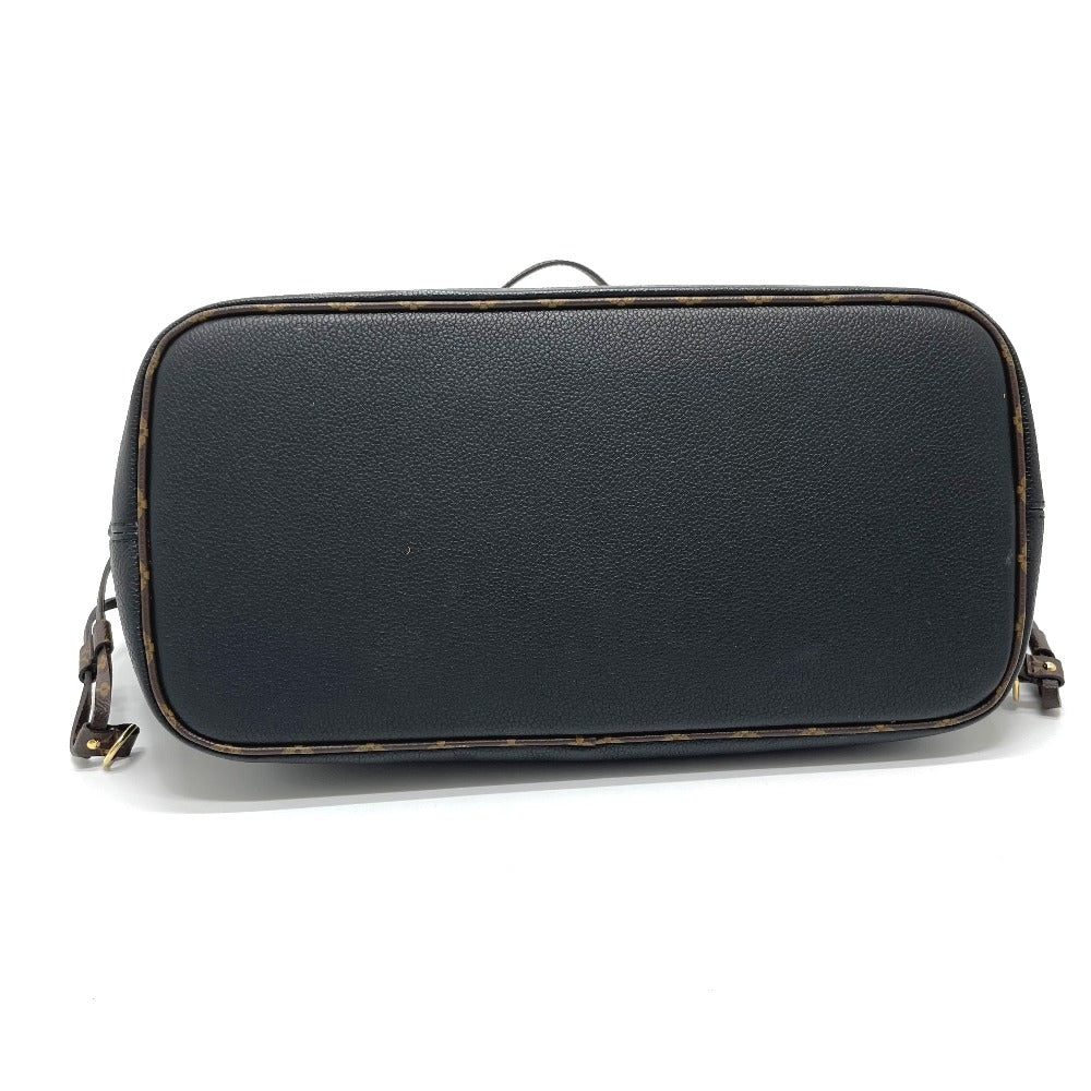 LOUIS VUITTON Tote Bag M56960 Calf leather black Shearling Monogram Flower LV Initials Neverfull MM