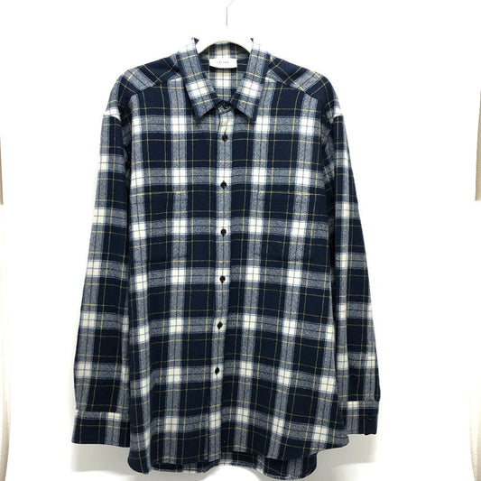 CELINE Long sleeve shirt 2C555198O wool Navy check 41