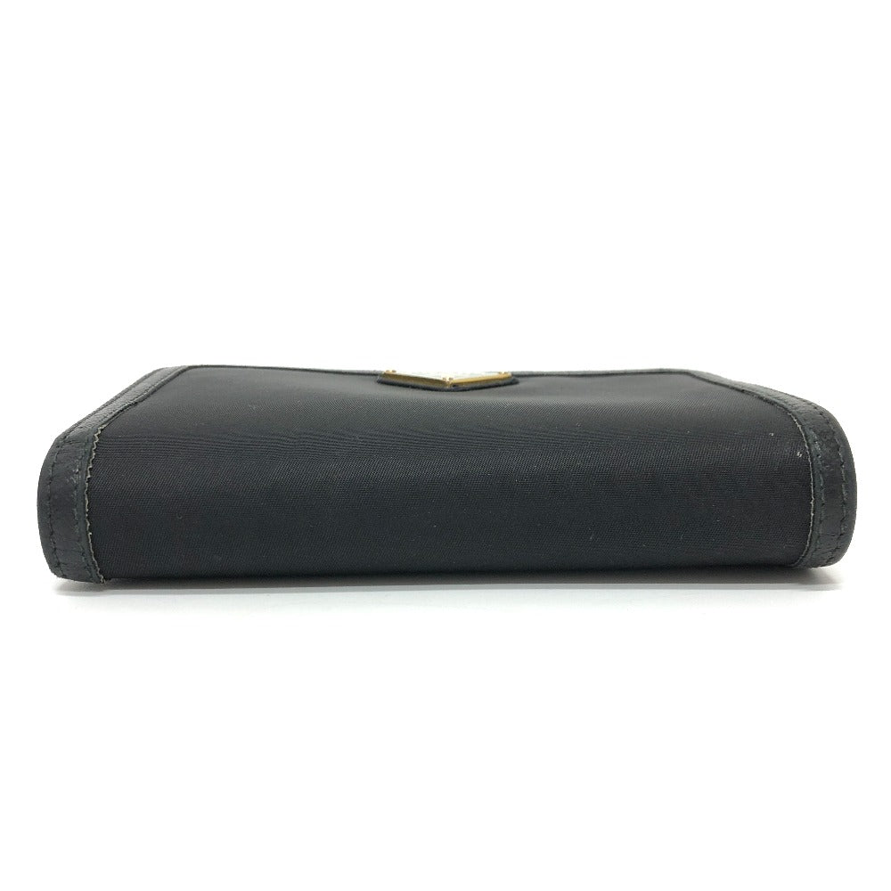 PRADA Folded wallet 1ML225 Nylon leather black triangle plate Women