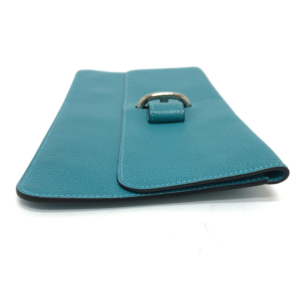 HERMES Pouch Chevre Misol Blue gene Stopper Chene Dunkle Women