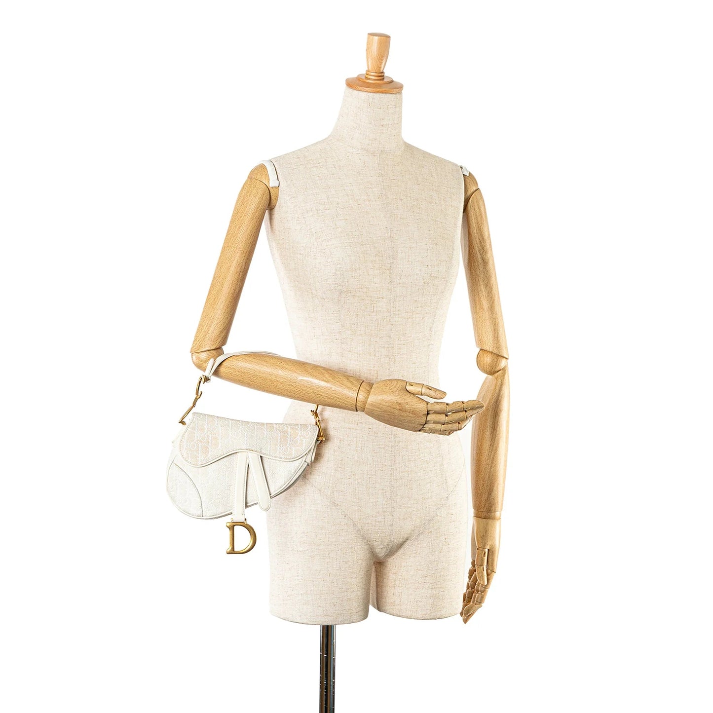 White Dior Mini Oblique Canvas Saddle Bag Satchel