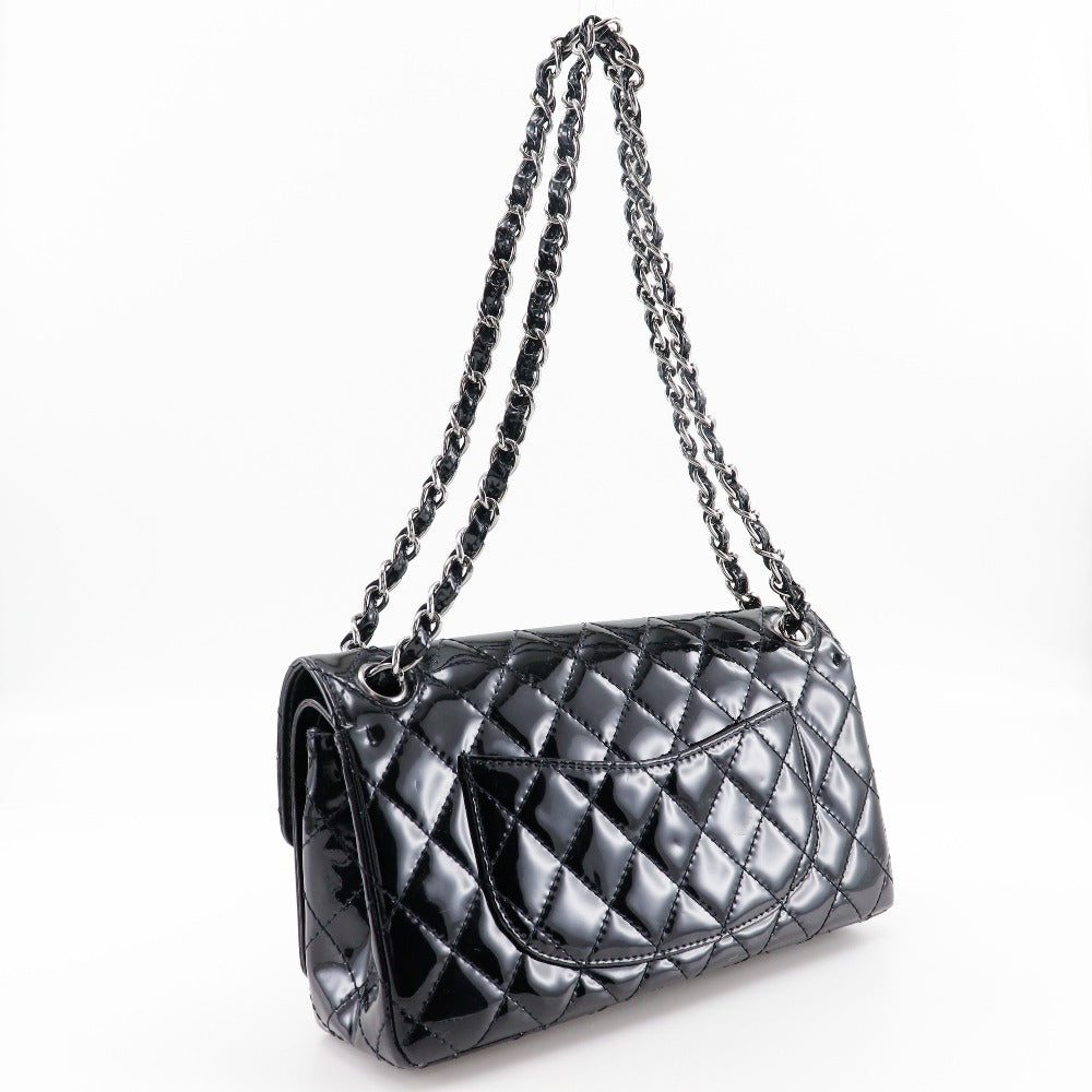 CHANEL Shoulder Bag Patent leather black Double flap Matrasse ChainShoulder Women