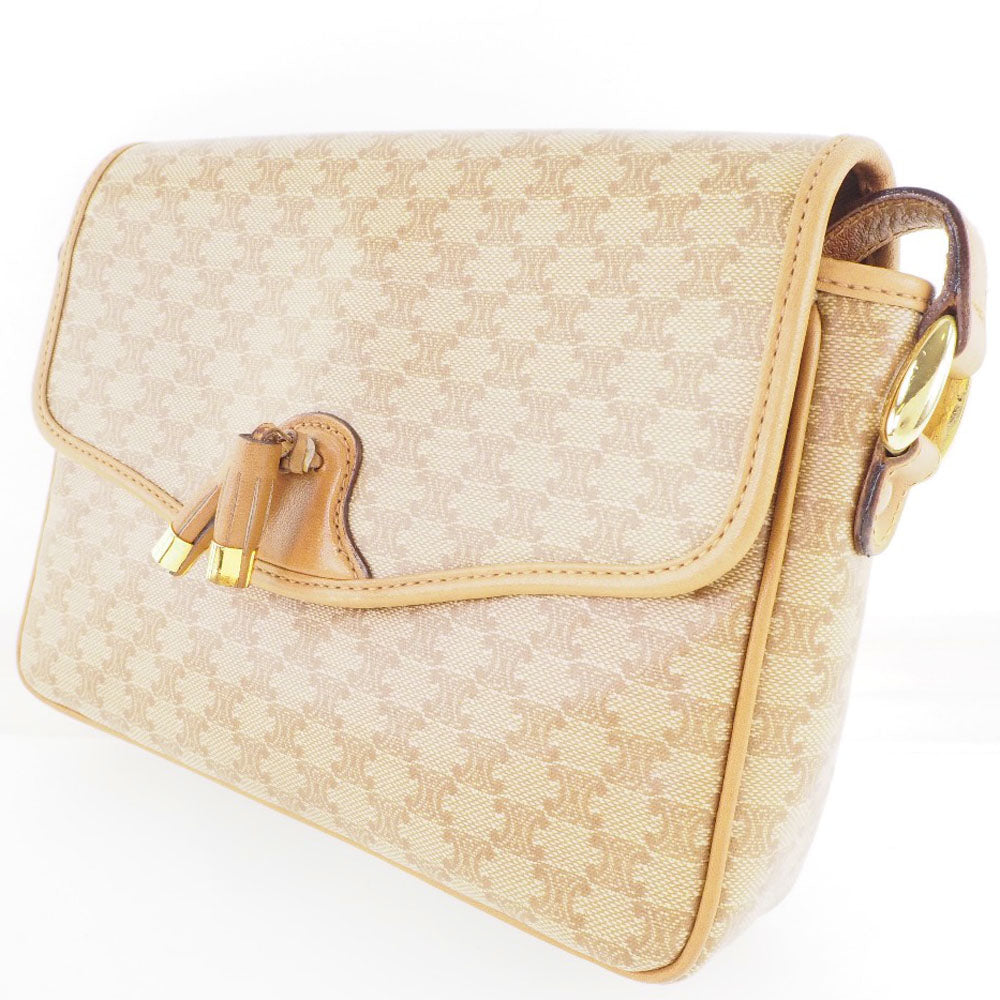 CELINE Shoulder Bag PVC beige Macadam Pattern Old Celine Women