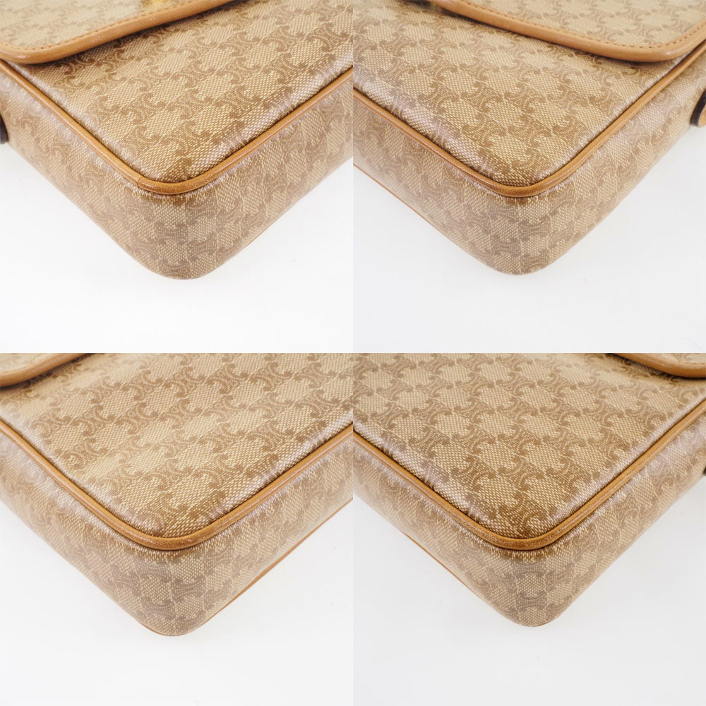 CELINE Shoulder Bag PVC beige Macadam Pattern Old Celine Women