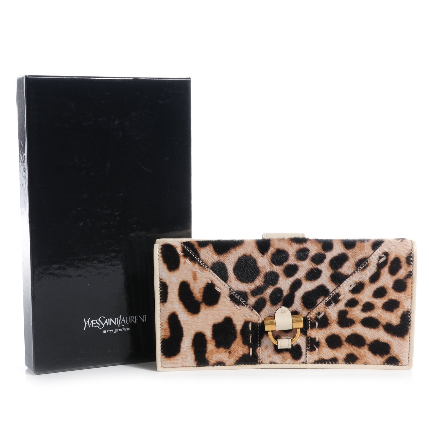 SAINT LAURENT MUSE PONY HAIR LEOPARD PORTEFEUILLE WALLET