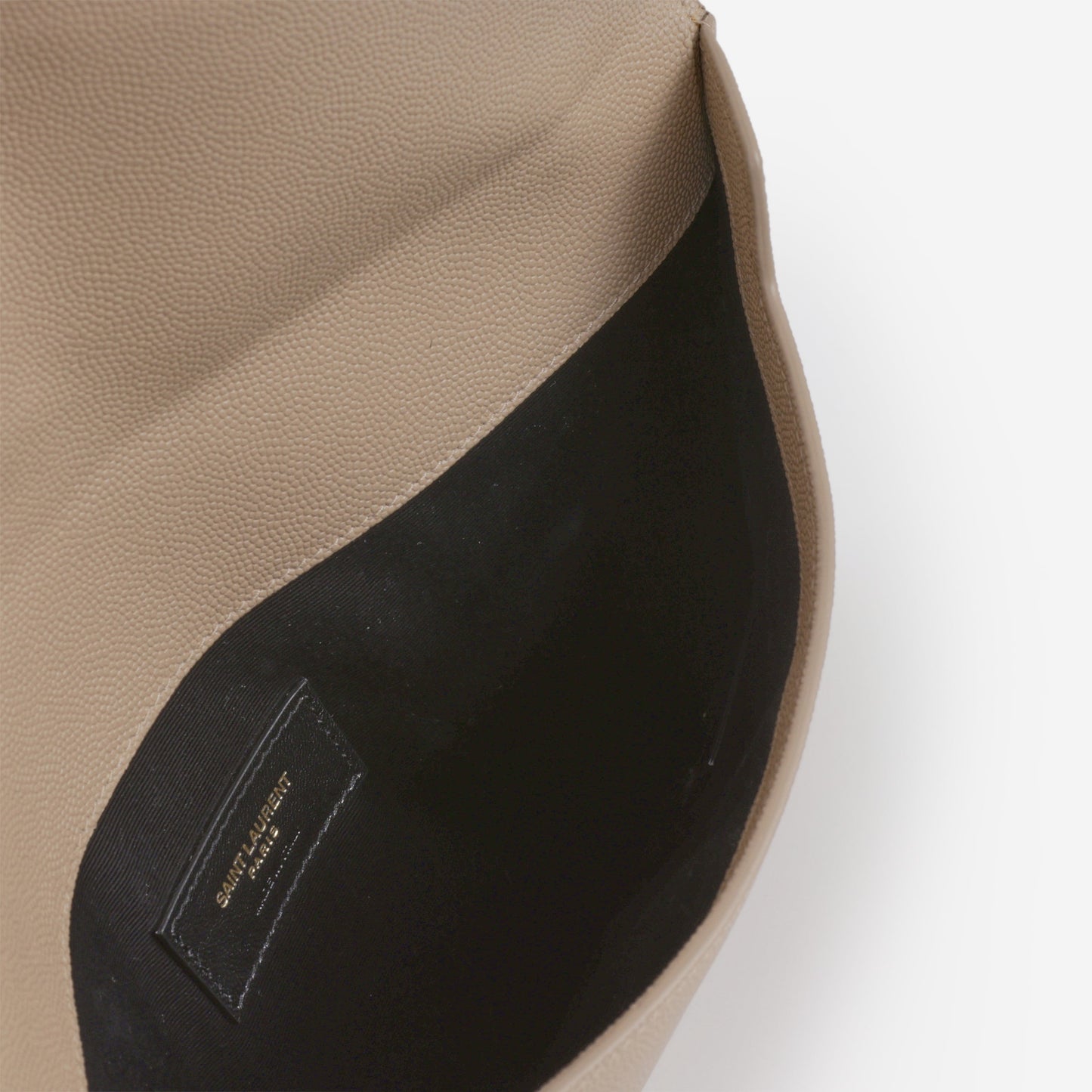 Saint Laurent Uptown Pouch - Dark Beige Grained Calfskin | Gold Hardware
