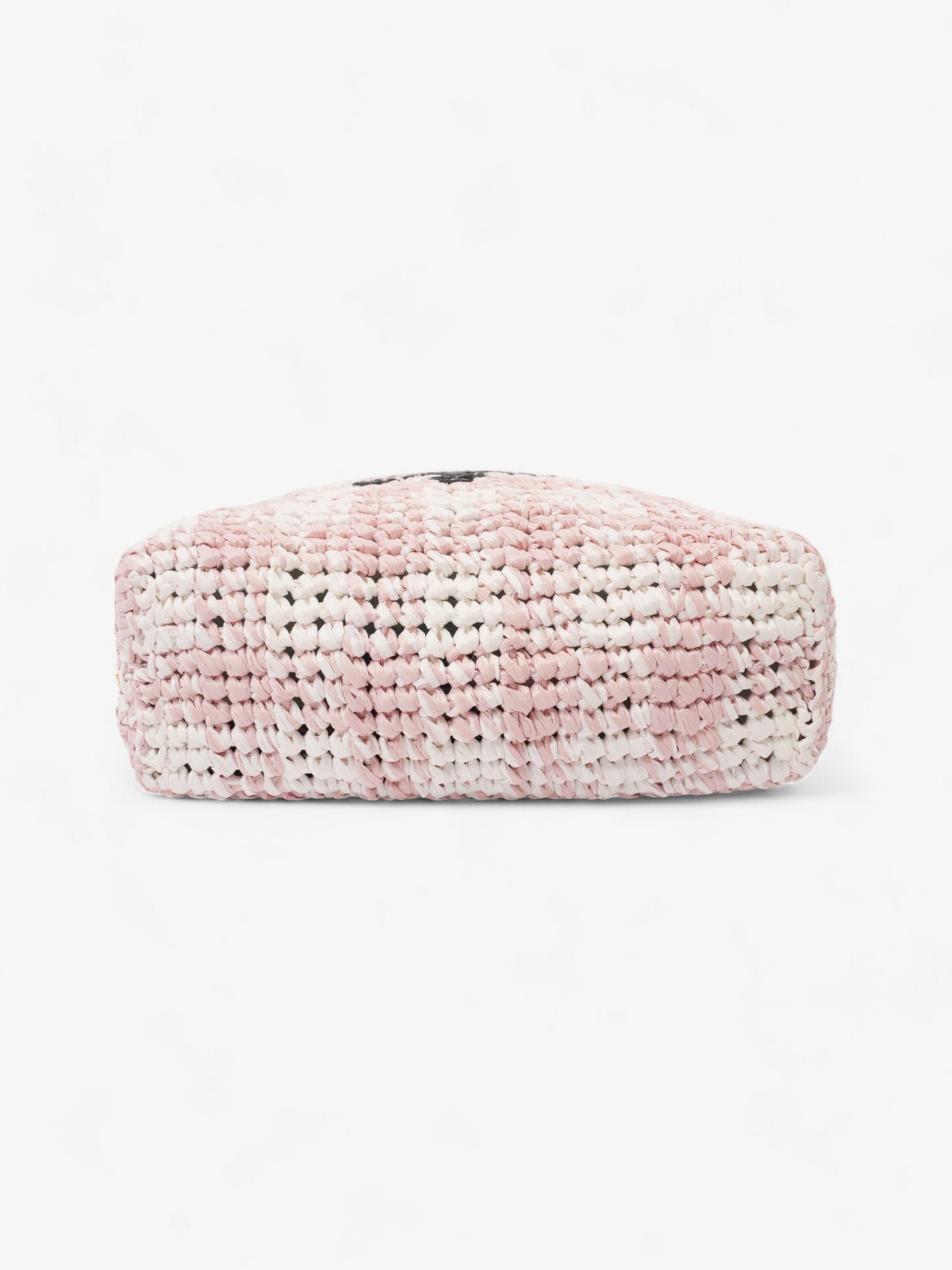 Prada Logo Tote Bag Pink / White / Black Raffia Small