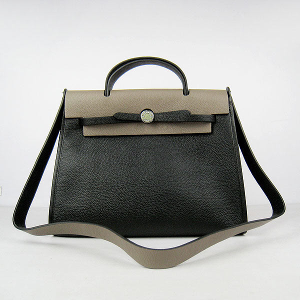 Luxury Hermes Herbag 60667 2way Cow Leather Grey
