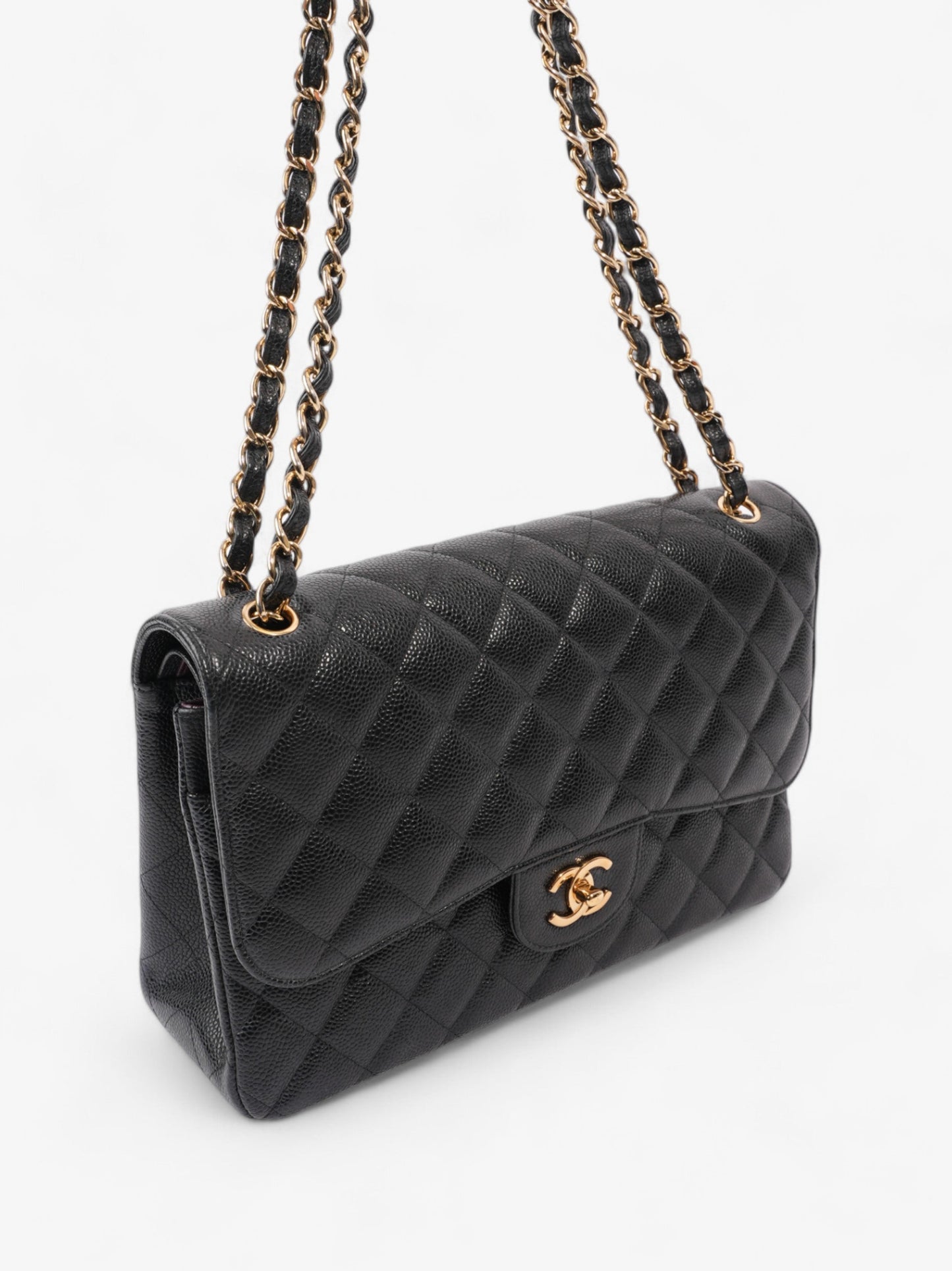 Chanel Classic Double Flap Black Caviar Leather Jumbo
