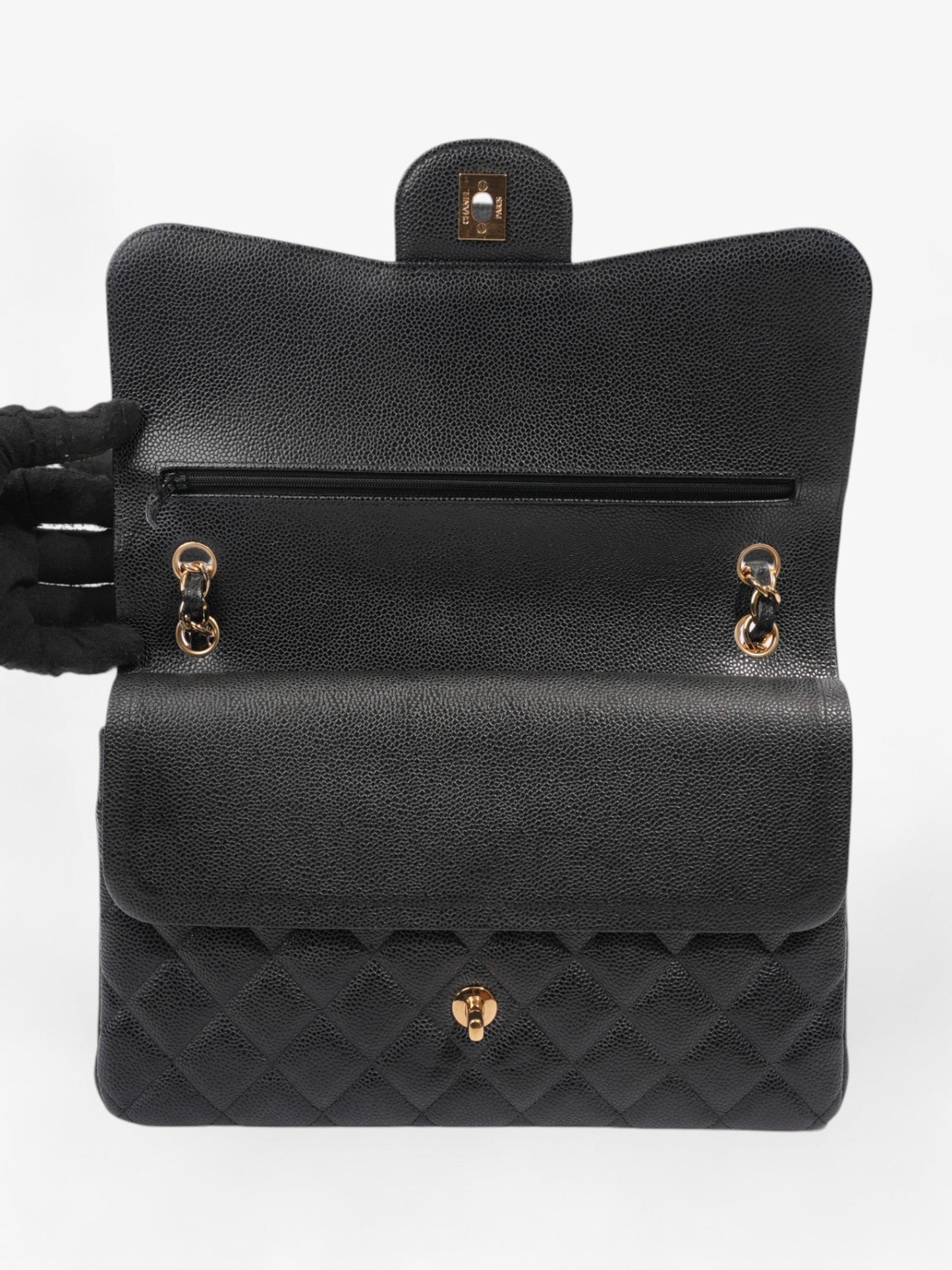 Chanel Classic Double Flap Black Caviar Leather Jumbo