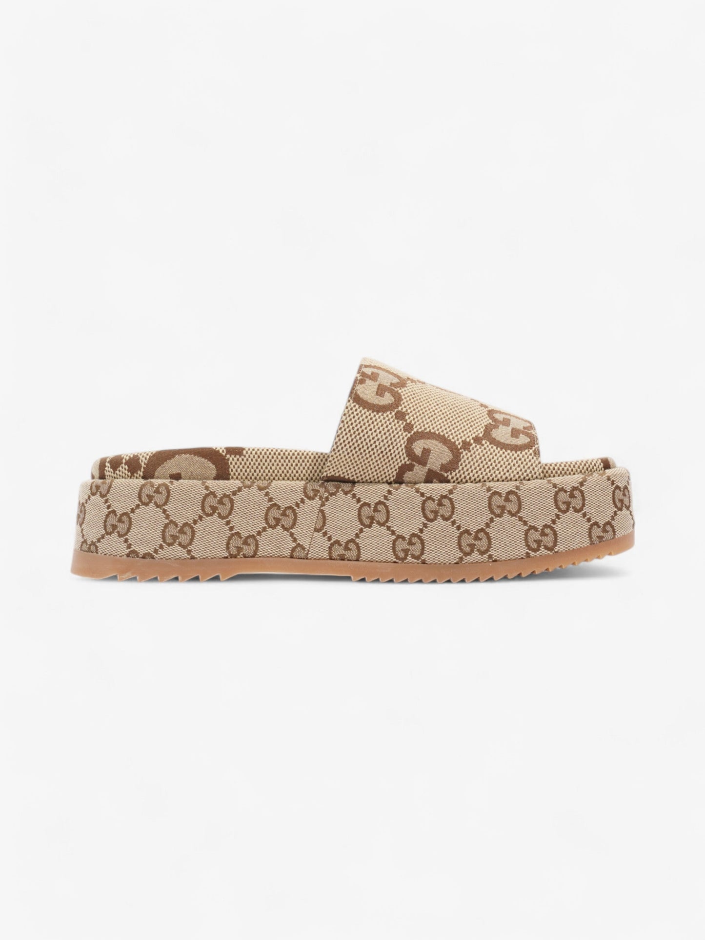 Gucci GG Platform Sandals Beige  / Brown Canvas EU 38.5 UK 5.5