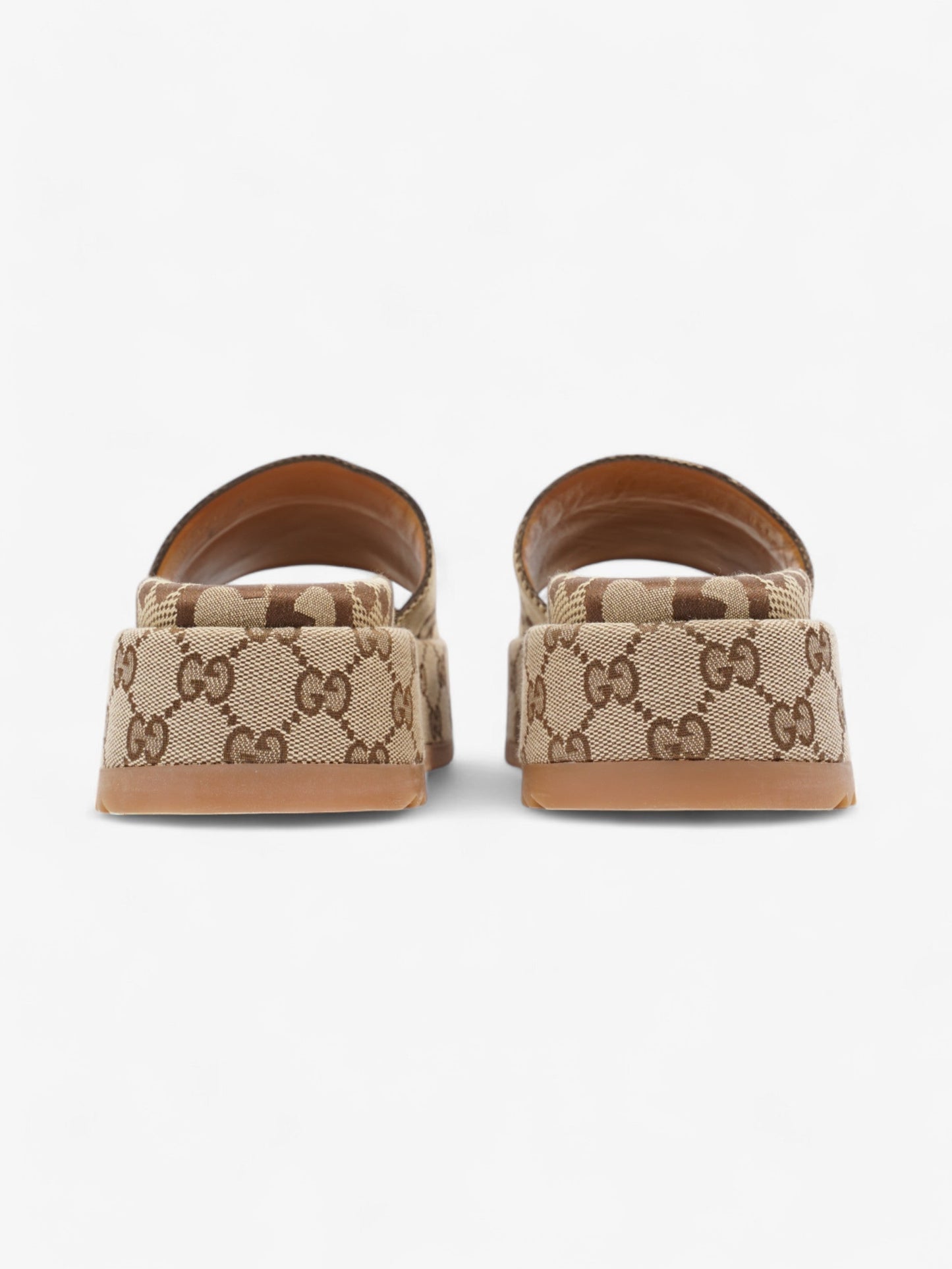 Gucci GG Platform Sandals Beige  / Brown Canvas EU 38.5 UK 5.5