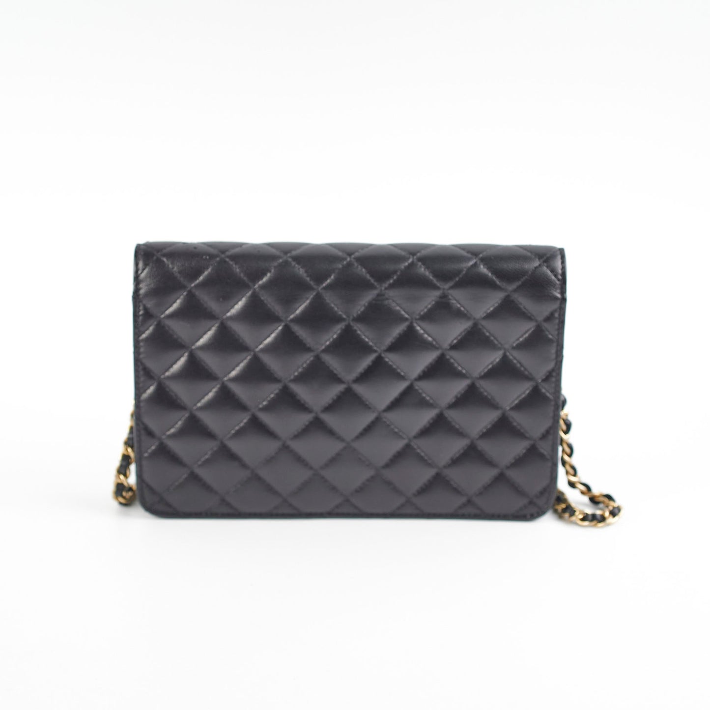 Chanel Flap Wallet On Chain Lambskin Black Crossbody Bag