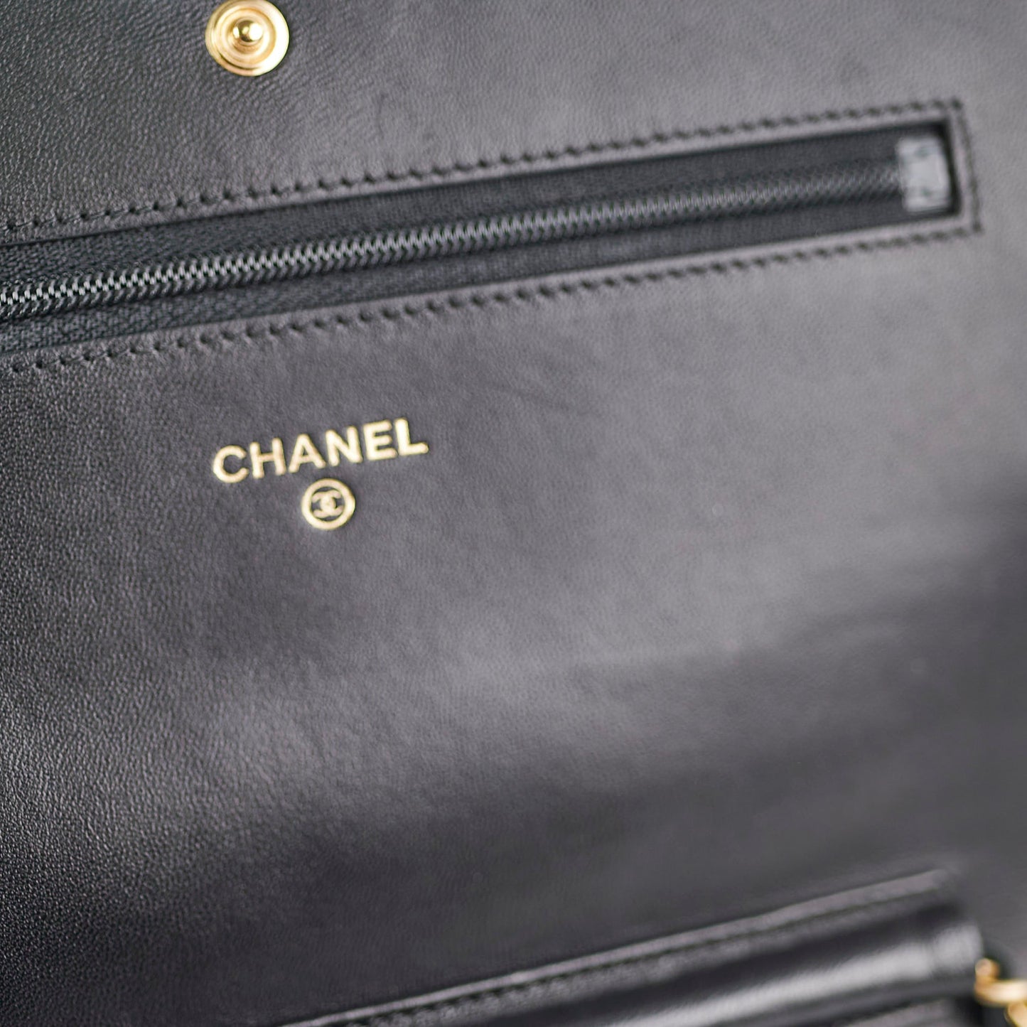 Chanel Flap Wallet On Chain Lambskin Black Crossbody Bag
