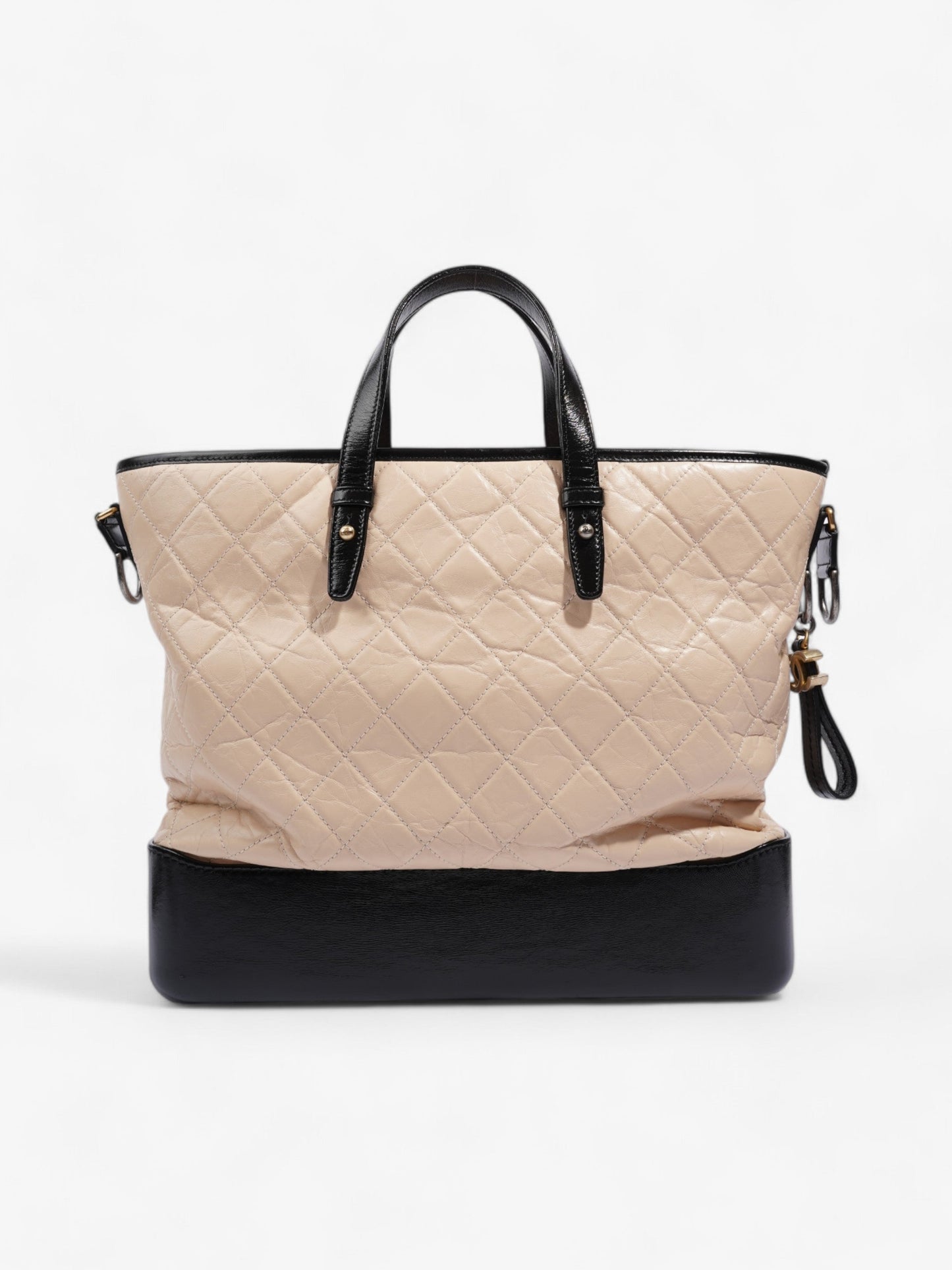 Chanel Gabrielle Hobo Beige / Black Calfskin Leather Large