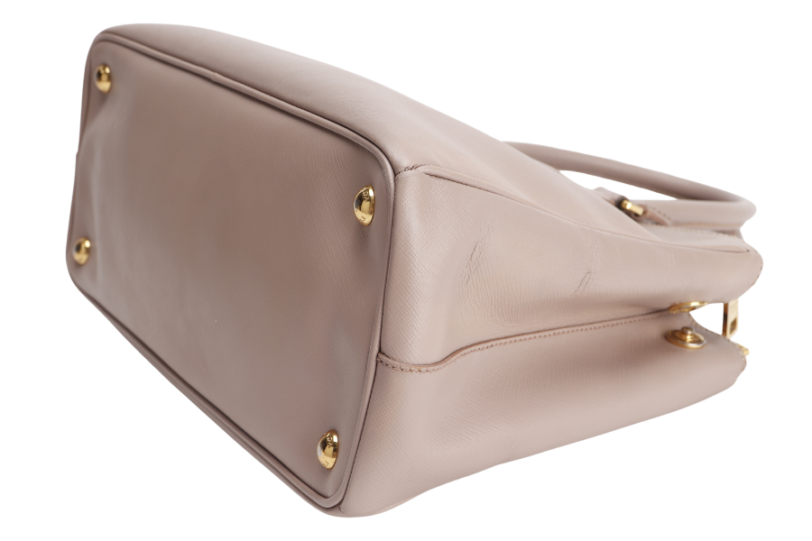 PRADA SMALL GALLERIA 2WAY  TOTE BAG BEIGE SAFFIANO LEATHER GOLD HARDWARE WITH DUST COVER, NO CARD