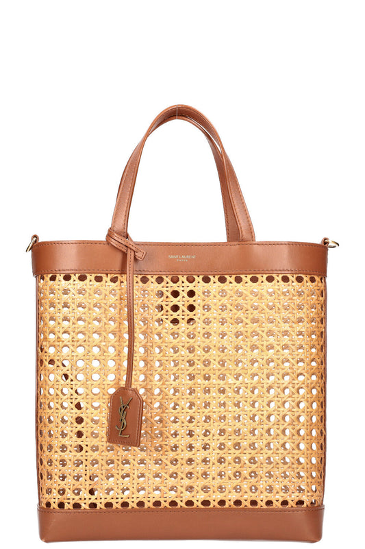 SAINT LAURENT Straw North South Shopping Tote Bag