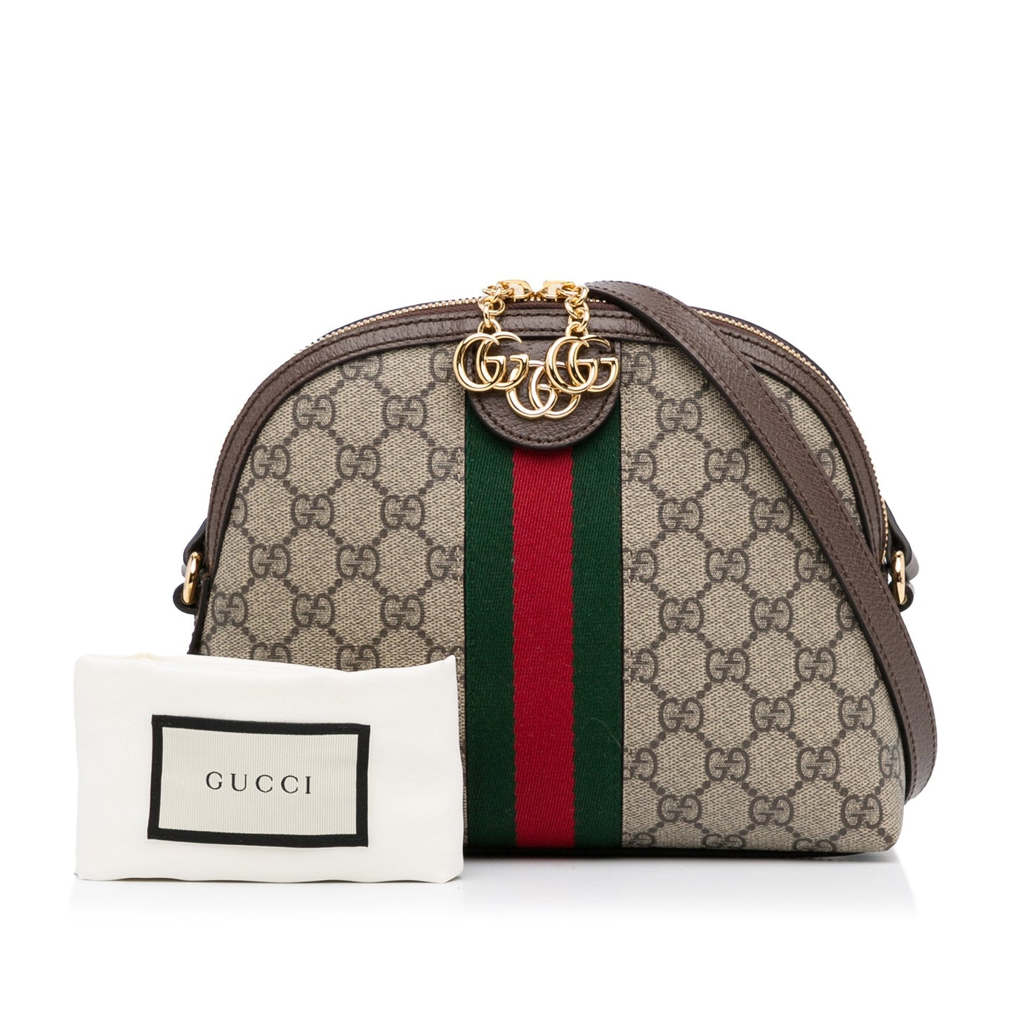 Gucci Ophidia Brown Leather Canvas Crossbody