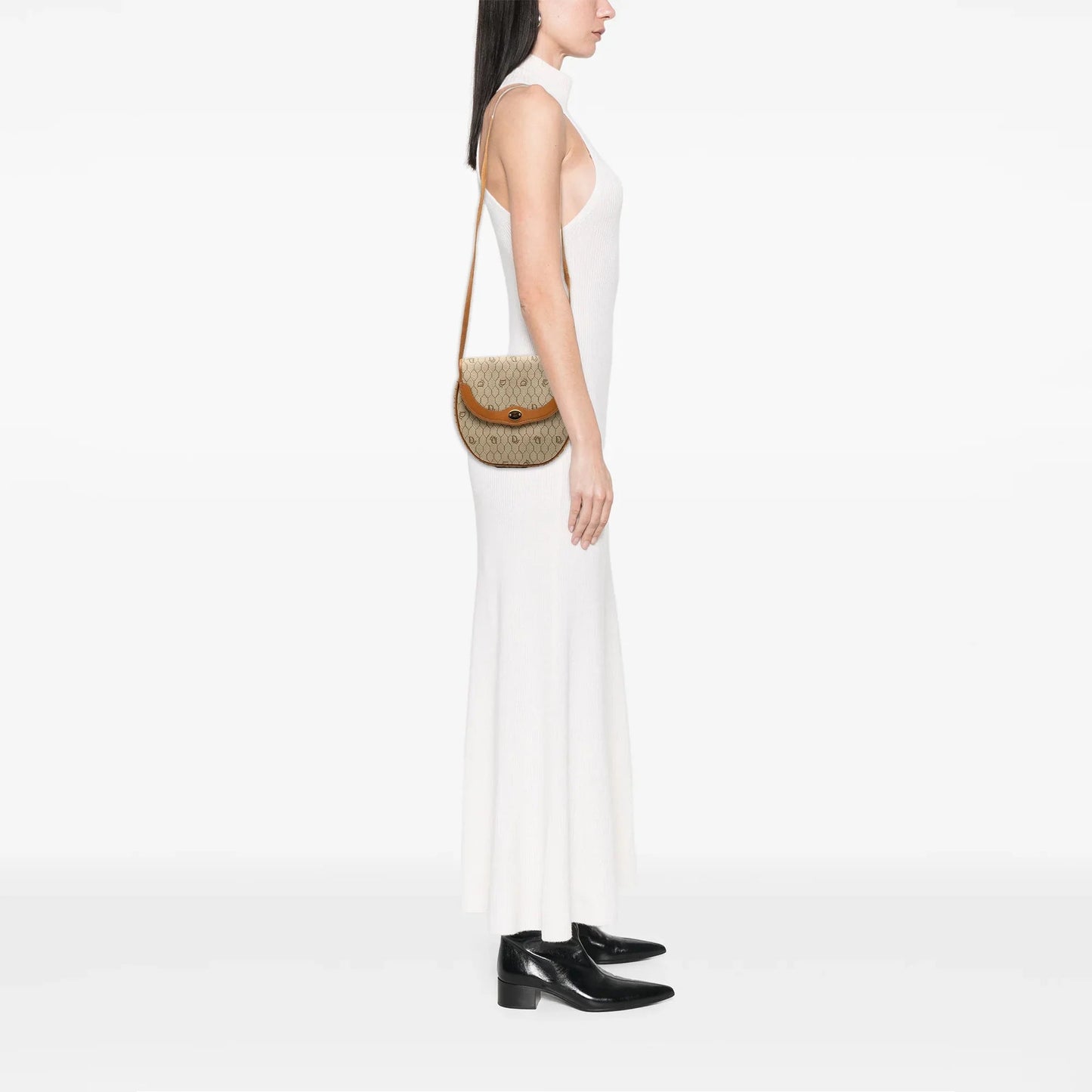 Brown Dior Honeycomb Canvas Crossbody