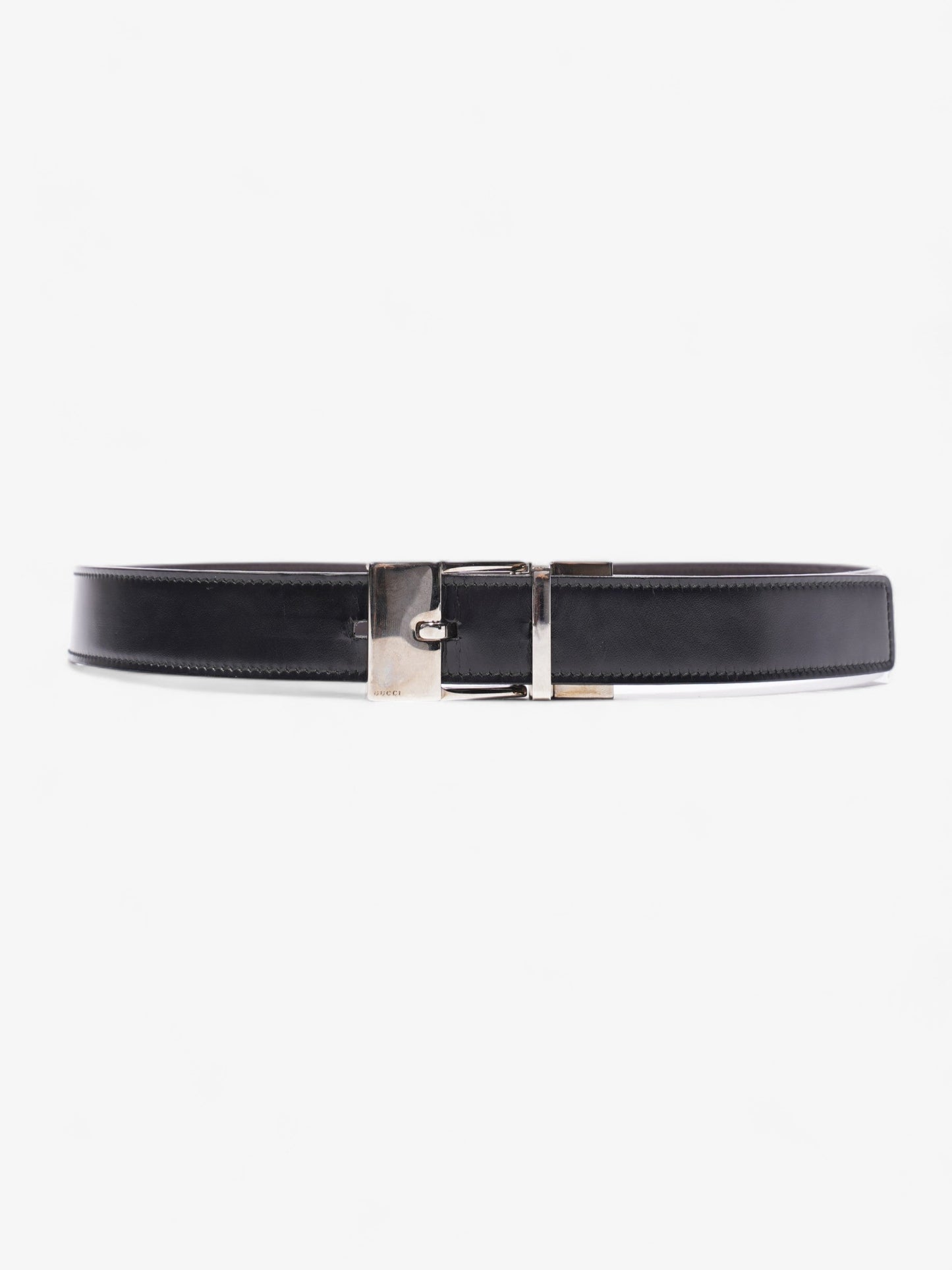 Gucci Square Buckle Belt Black Leather 80cm 32"